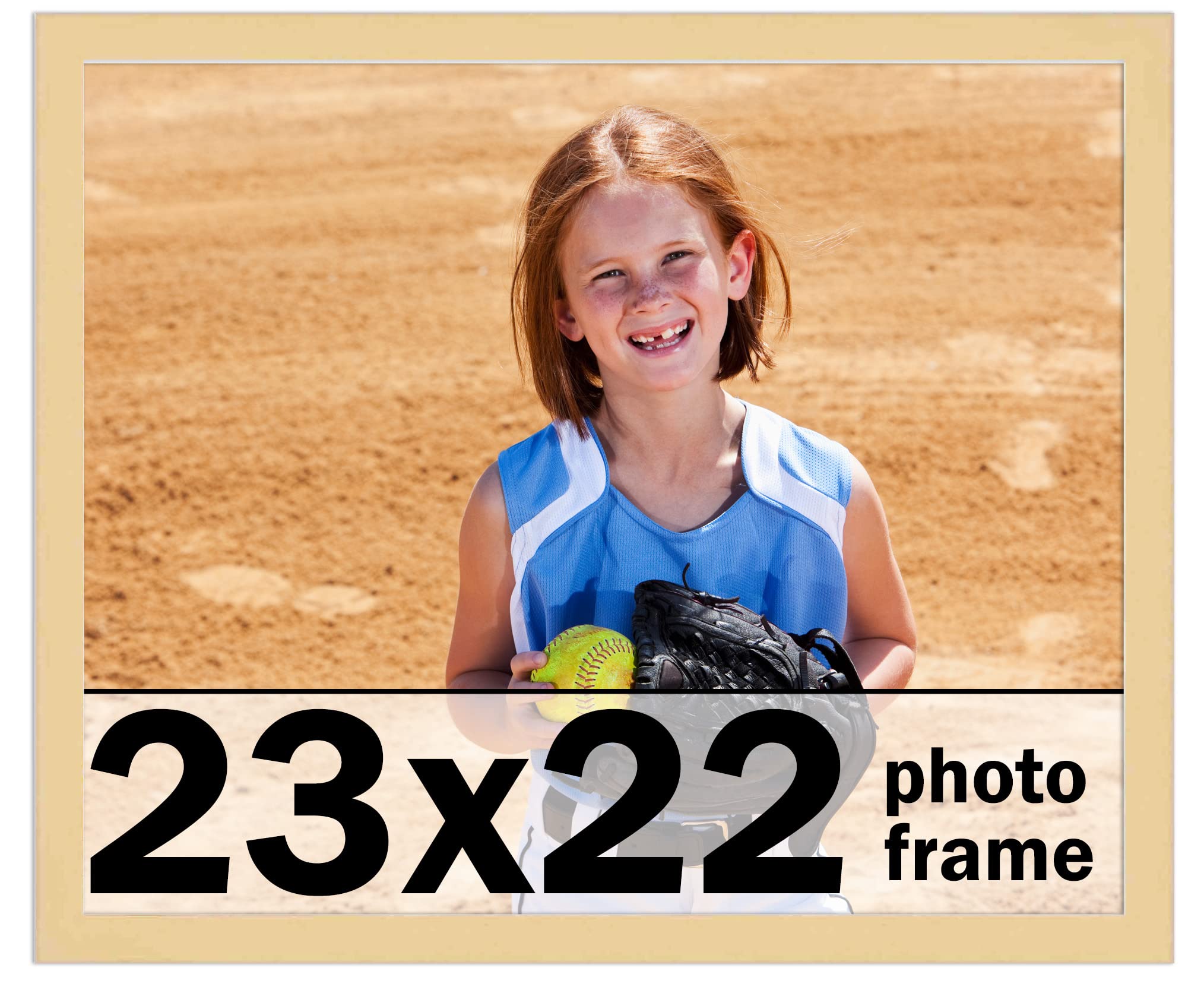 23x22 Inch Natural Brown Wood Picture Frame - Shatterproof UV Acrylic Glass, Acid-Free Backing - Modern Wall Photo Frame for Family Portraits, Home Decor, Living Room & Bedroom Wall Art Display