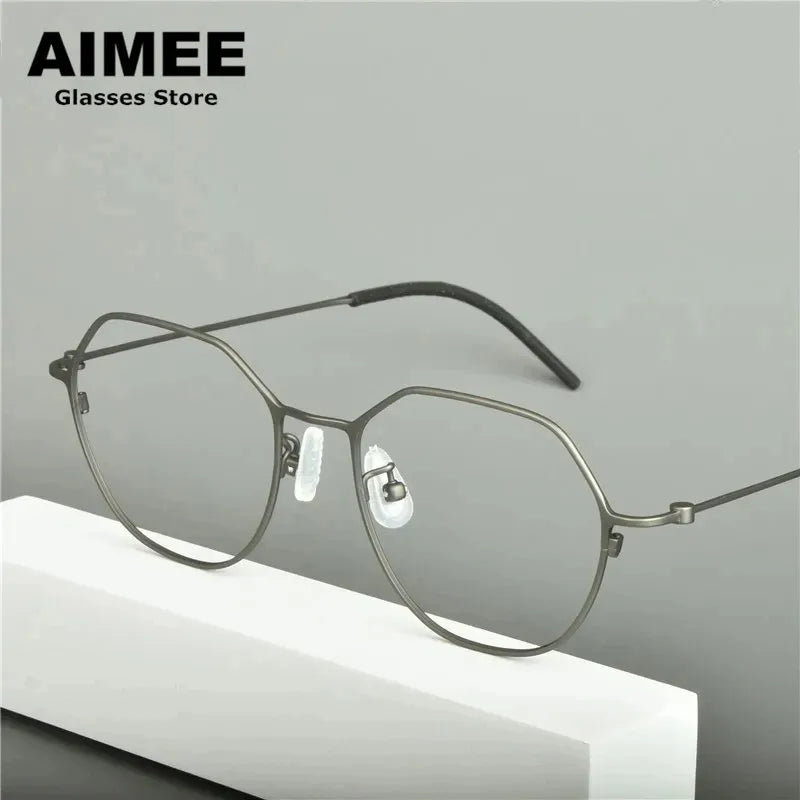 Stylish Unisex Full Rim Flat Top Round Titanium Eyeglasses Frame 942515 - Lightweight & Durable for Work, Reading & Everyday Wear
