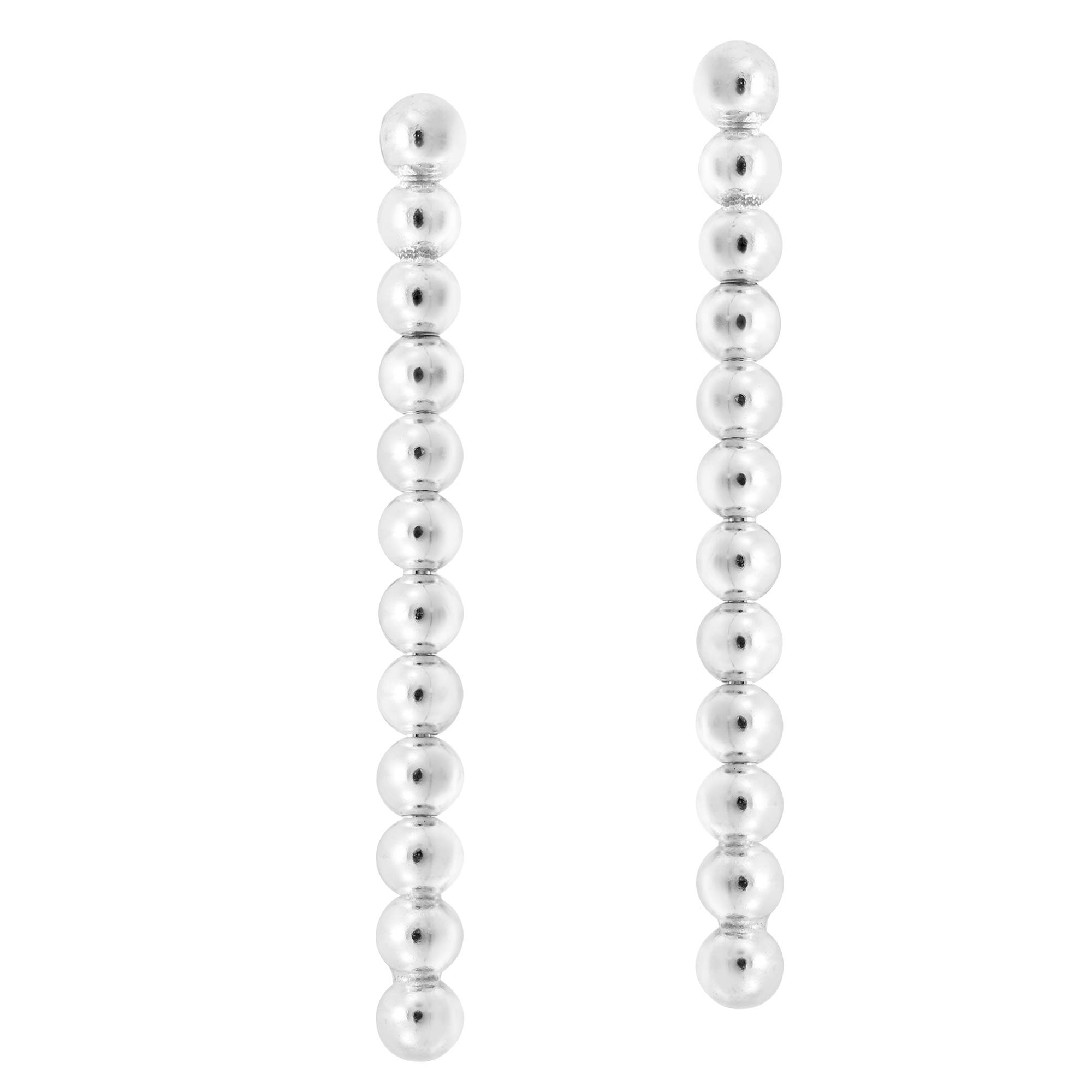 AeraVida Geometric Bead Ball Vertical Bar Sterling Silver Post Stud Earrings for Women | Minimalist Chic Jewelry Gift for Daughter, Girlfriend, Wife | Perfect for Everyday Wear, Office, Date Night & Special Occasions