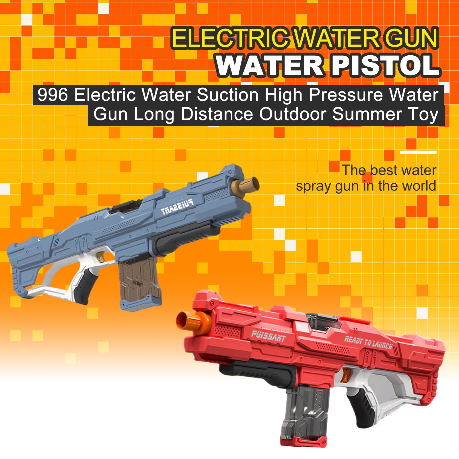 996 Electric Water Suction High Pressure Water Gun - Long Distance Outdoor Water Blaster for Kids & Adults - Perfect for Summer Backyard Fun, Pool Parties, and Water Fights