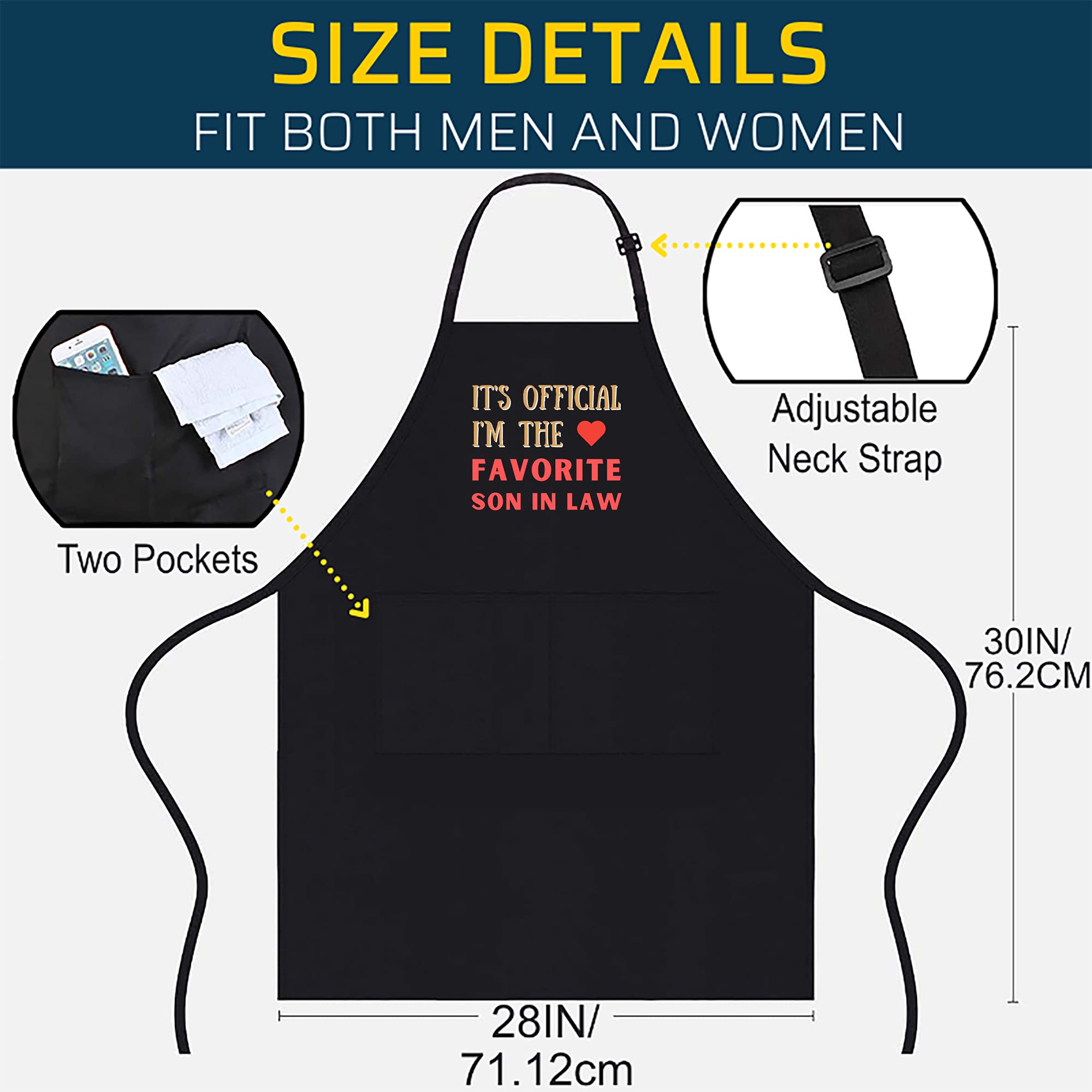 Premium Black Lawyer Apron for Men - Best Son-in-Law Gift, Cooking Apron for BBQ & Kitchen Decor - Ideal for Grilling, Baking & Home Chefs