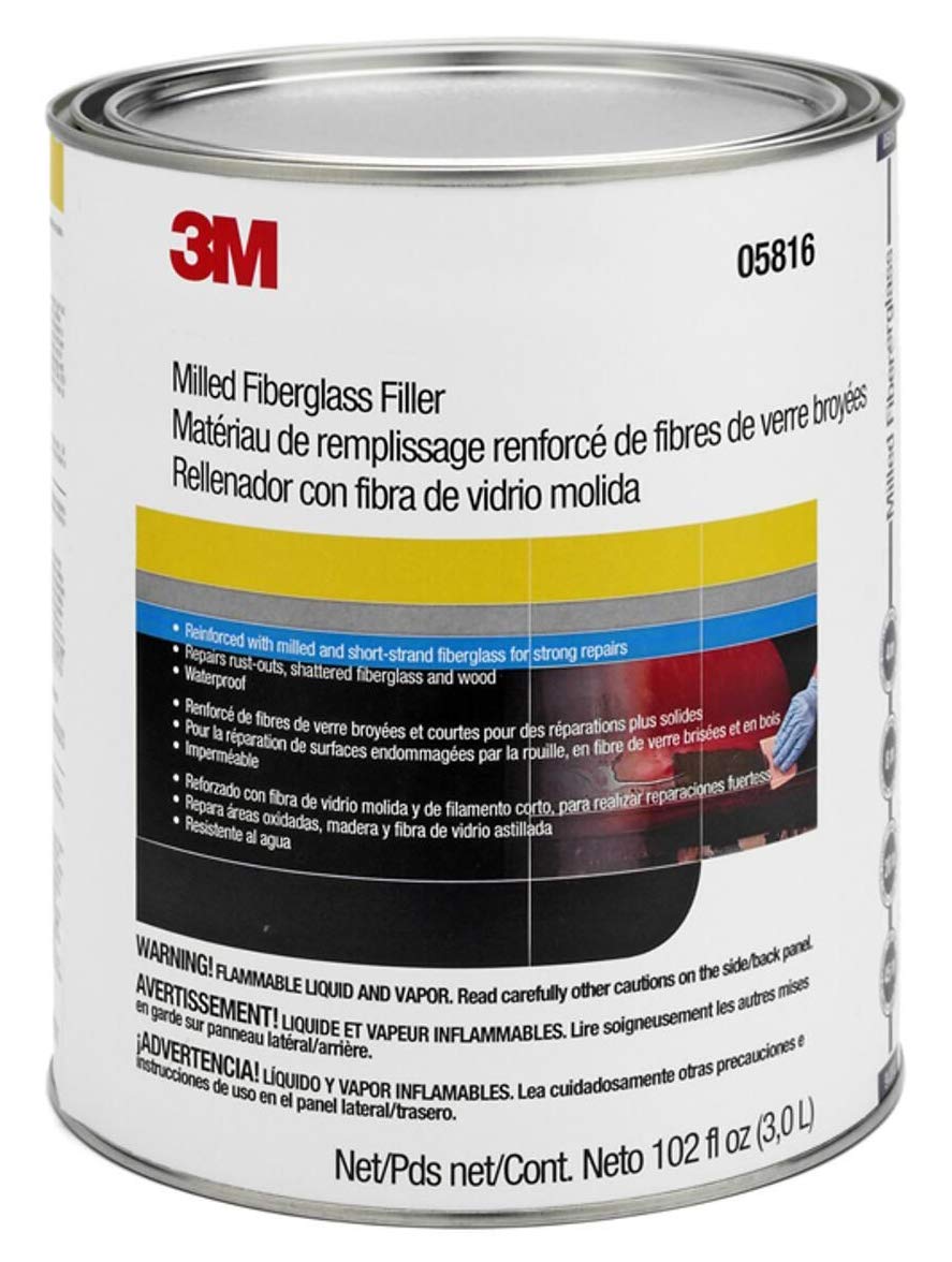 3M Milled Fiberglass Body Filler - 05816 - 1 Gallon for Auto Body Repair & Marine Applications | High-Strength Composite Filler for Cars, Boats & RVs