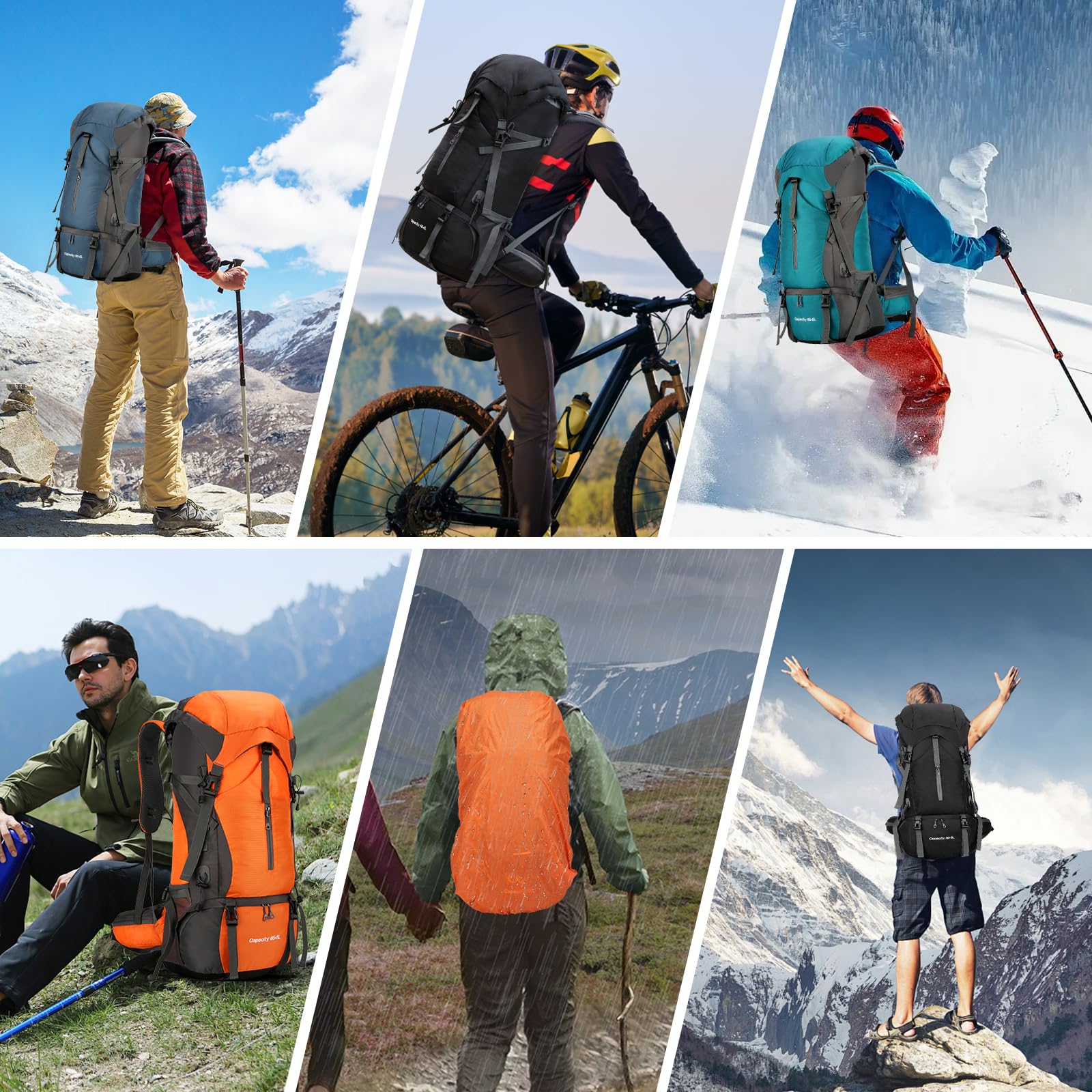 OKYUK 70L Waterproof Hiking Backpack - Lightweight Camping Backpack for Mountain Climbing, Outdoor Sports, Travel & Cycling - Durable Daypack with Rain Cover (Green, 70L) - Perfect for Weekend Adventures, Trekking & Backpacking Trips