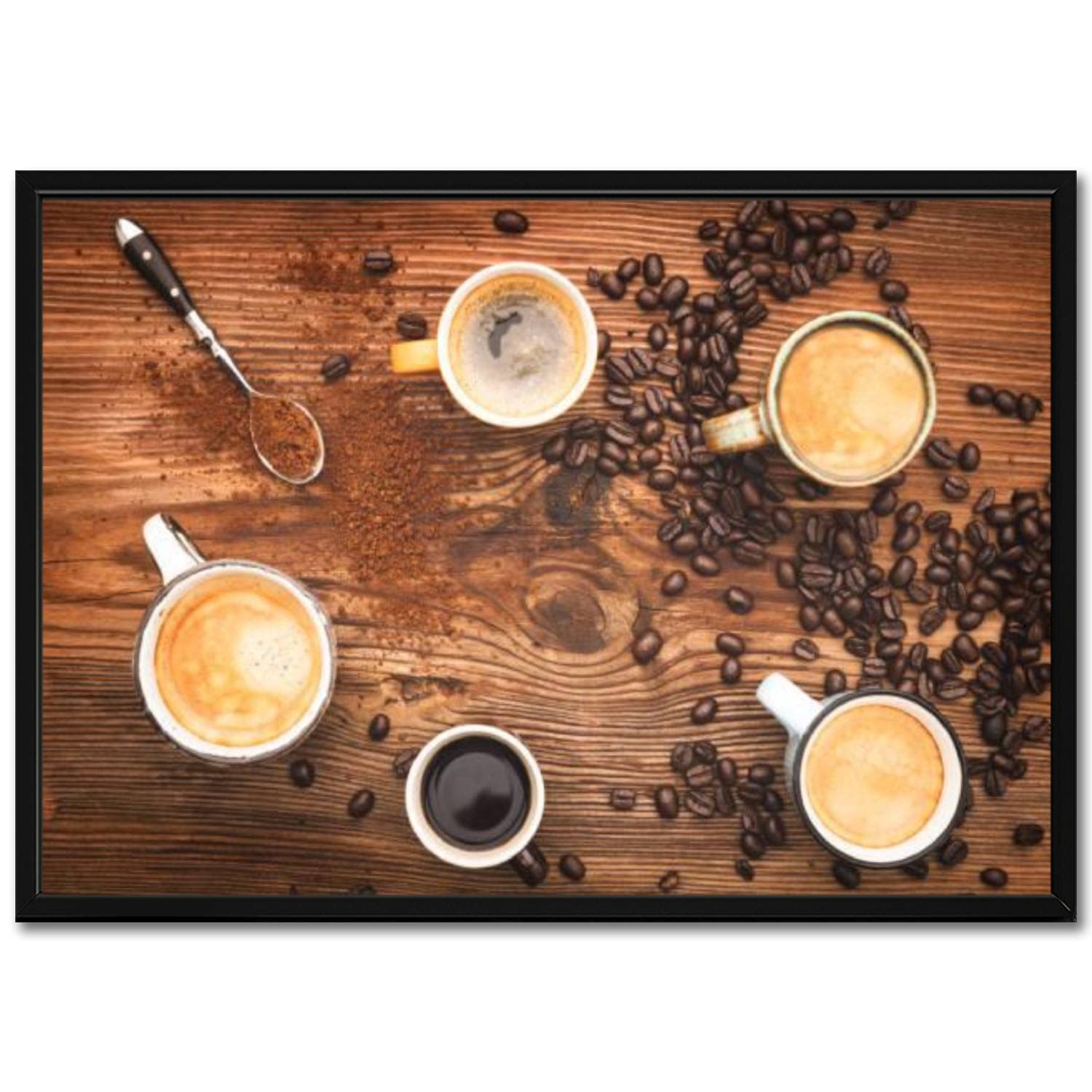 Black Framed Wall Art - Coffee Cups Collection Canvas Painting (23