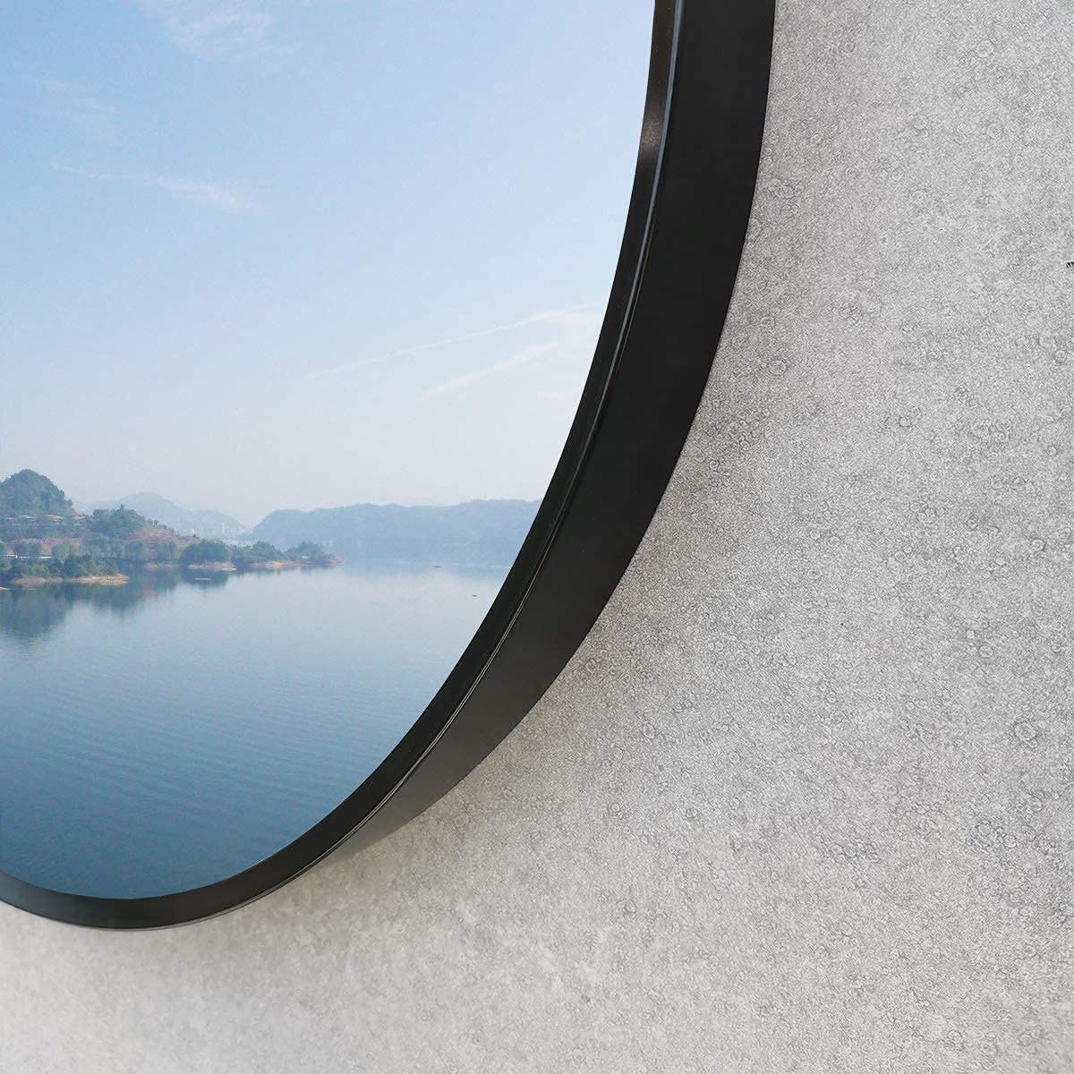 Deby 24 Inch Round Wall Mirror with Brushed Metal Frame - Black Circle Mirror for Bathroom, Entryway & Dining Room Decor | Perfect Makeup Mirror & Home Decoration Accent