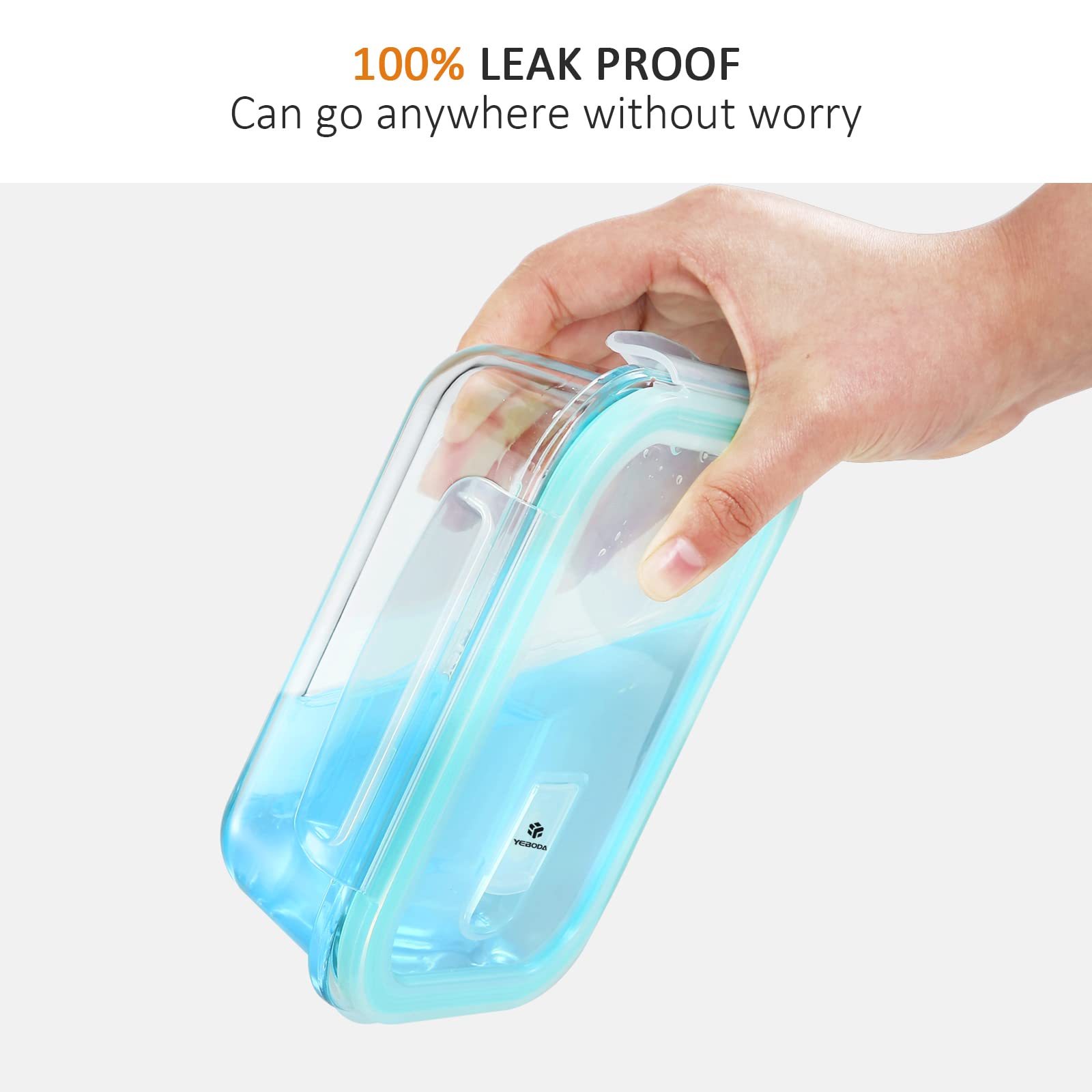 YEBODA 6-Pack 23oz Glass Food Storage Containers with Airtight Lids - BPA Free, Leakproof Meal Prep Containers for Kitchen, Restaurant & Office - Freezer, Microwave, Oven & Dishwasher Safe - Perfect for Meal Prepping, Leftovers & Food Storage
