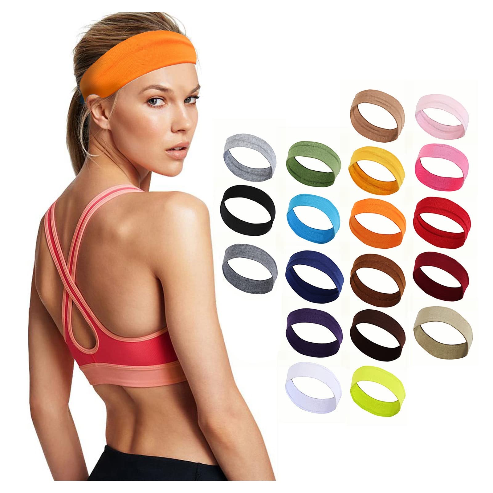 Stylish Wide Headbands for Women & Girls - Boho Fashion Yoga Sports Elastic Hair Bands for Workouts, Running, and Everyday Wear