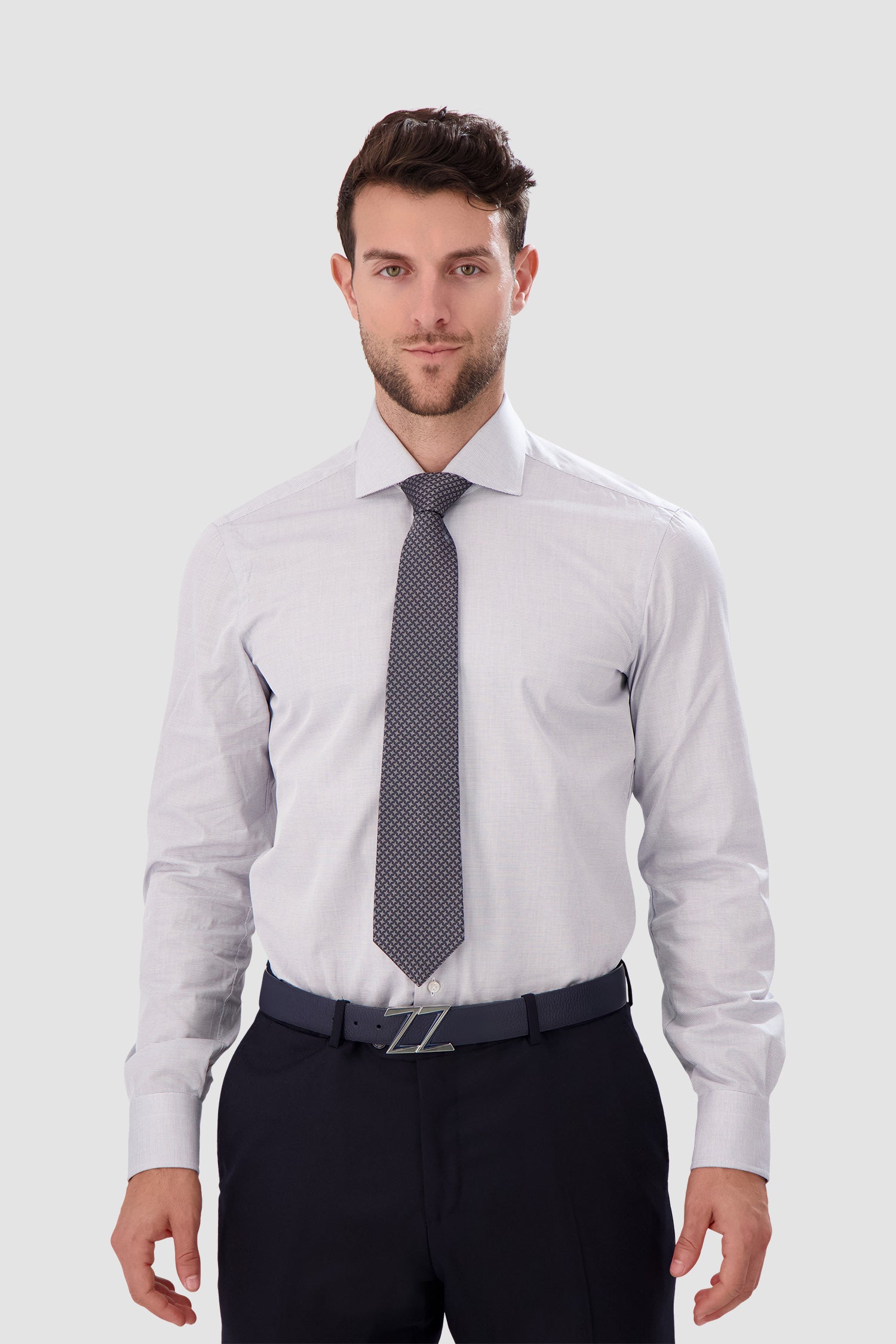 Premium Kiton Black & Grey Silk Tie for Men - Elegant Formal Necktie for Business, Weddings & Special Occasions