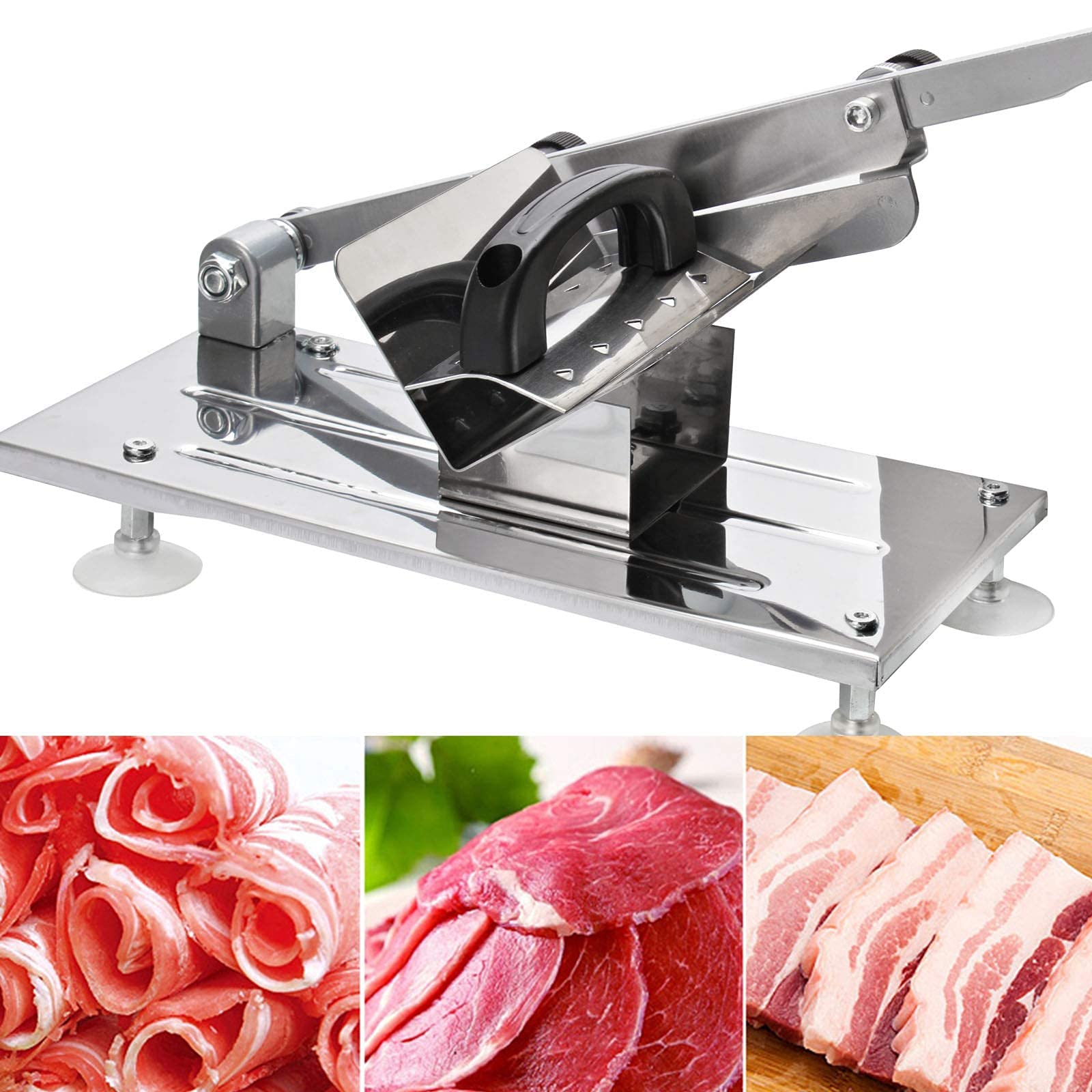 Stainless Steel Manual Frozen Meat Slicer - Kitchen Food Slicer for Beef, Bread, Cheese, Fruits & Vegetables - Perfect for Home Cooking, Hot Pot, Shabu Shabu & Korean BBQ