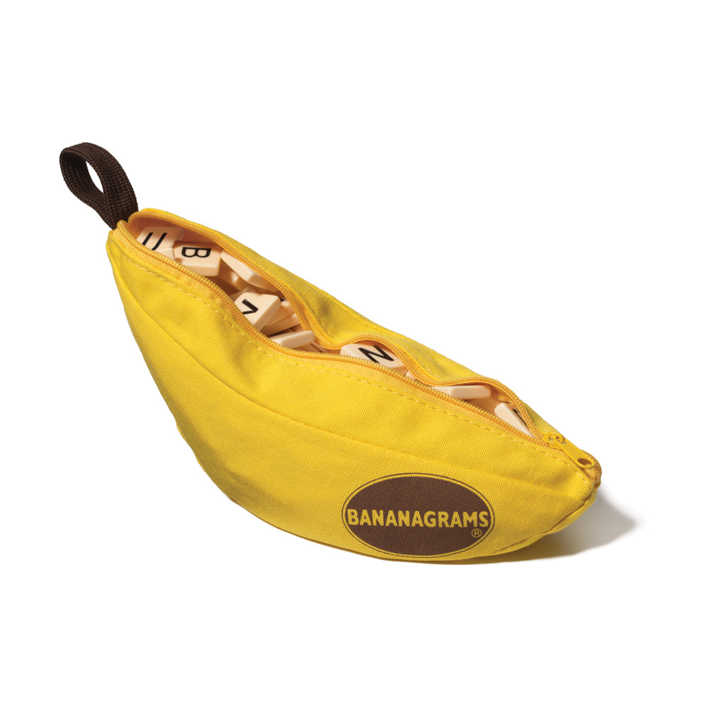 Bananagrams Word Game - Fun & Portable Travel Board Game in Banana Shaped Pouch - Perfect for Family Game Night, Road Trips & Classroom Learning Activities