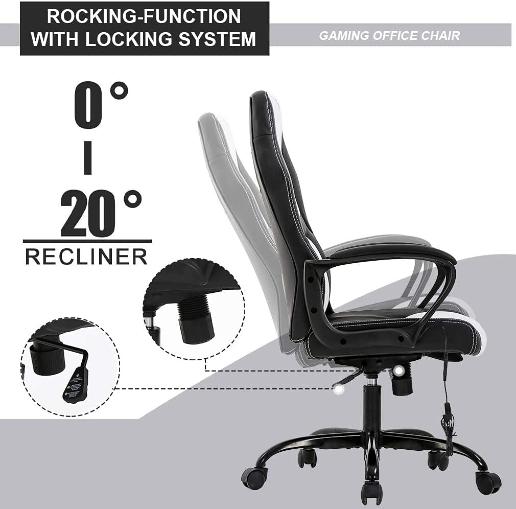 Premium Racing Style Gaming Chair - Ergonomic Office Chair with Adjustable Lumbar Support & Headrest - High Back PU Leather Computer Desk Chair for Home, Office & Gaming Setup - Perfect for Esports, Streaming & Long Work Sessions