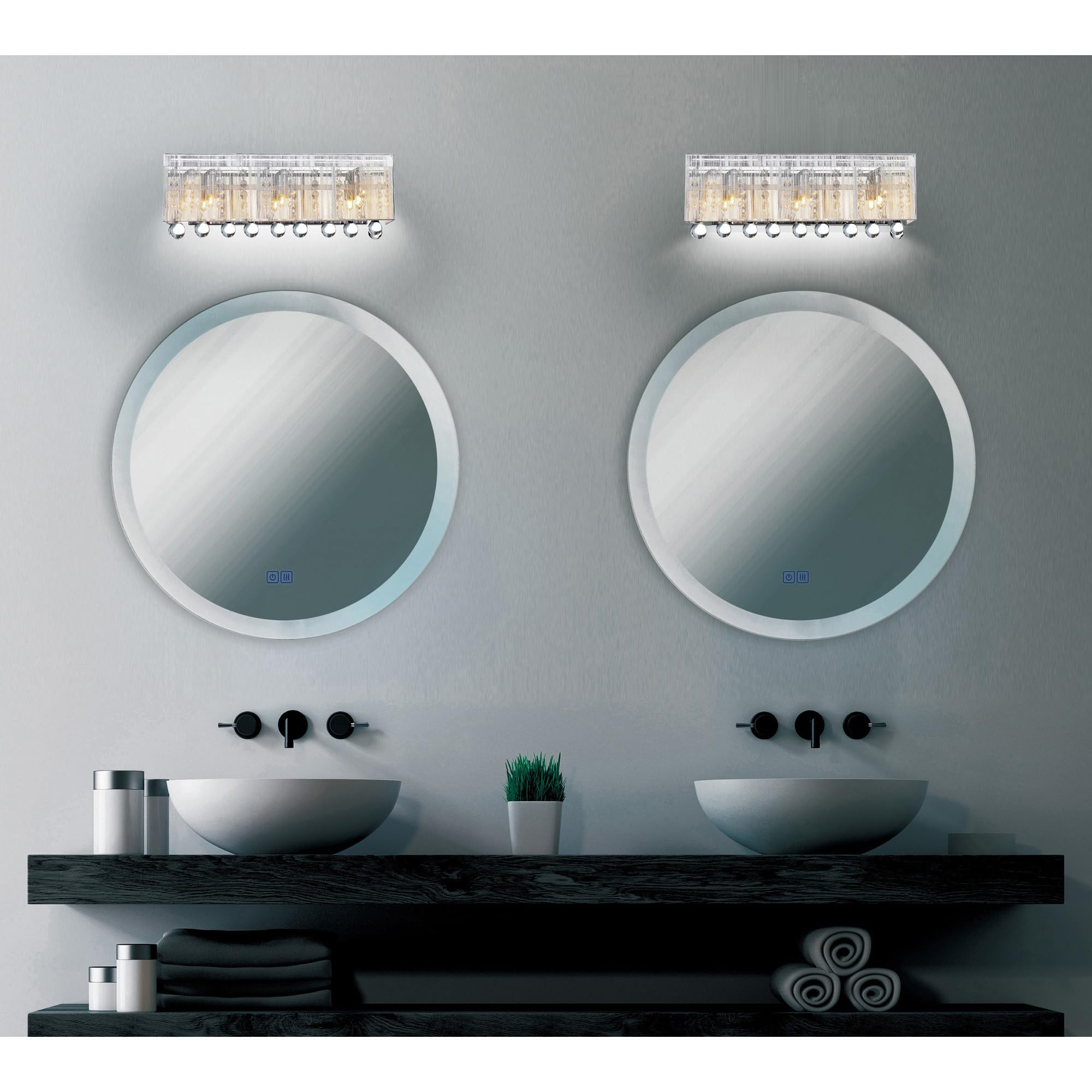 CWI Lighting Water Drop 3-Light Vanity Light with Chrome Finish for Bathroom & Dressing Room - Modern LED Wall Sconce with Clear Glass Shades, Perfect for Makeup Mirror Lighting and Home Decor