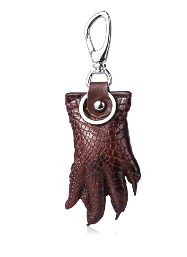 EEKUY Men's Leather Key Holder - Genuine Crocodile Print Key Organizer for House & Car Keys (1×2.17×4.33 Inch, Coffee Brown) - Perfect for Everyday Carry, Travel & Gift Giving