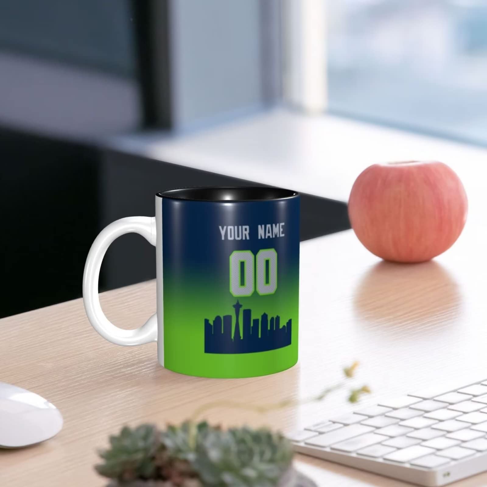 Personalized Football City Ceramic Coffee Mug - Custom Name & Number Gift for Men & Women Fans - Perfect for Home, Office & Game Day Gifts