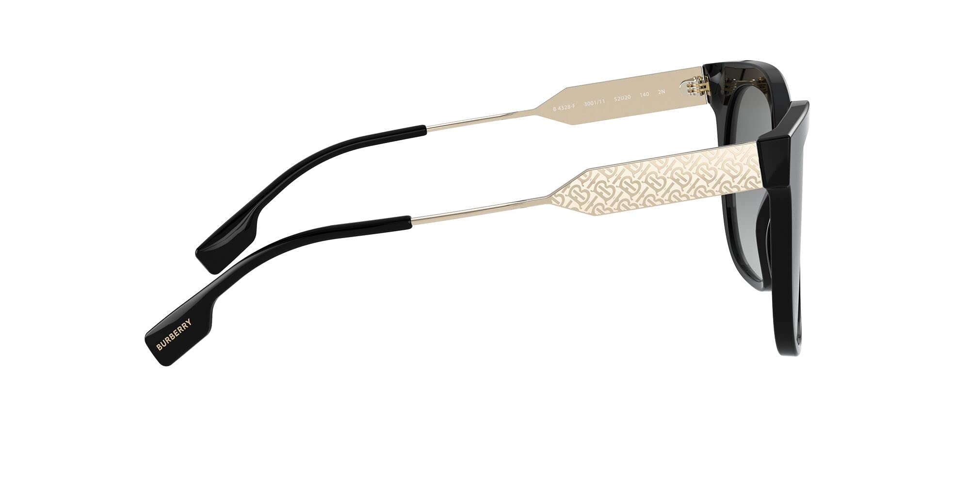BURBERRY BE 4328 F Sunglasses for Asian Fit - Black Frame (300111) | Luxury UV Protection Shades for Men & Women | Perfect for Outdoor Activities, Travel & Fashion