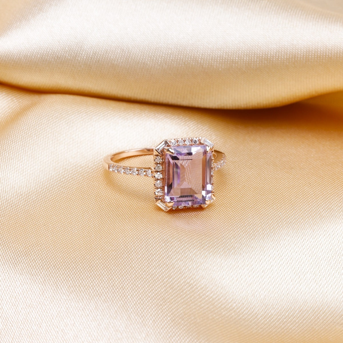 Emerald Cut Blue Topaz & Diamond 14K White Gold Ring for Women - Elegant Wedding, Engagement & Anniversary Jewelry Gift