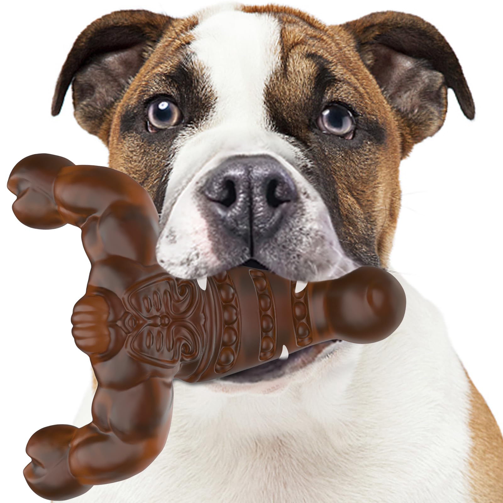 Indestructible Dog Toys for Aggressive Chewers - Real Bacon Flavor Durable Tough Dog Bone Chew Toy for Medium & Large Breed Dogs - Perfect for Boredom Relief, Teething Puppies & Long-Lasting Playtime