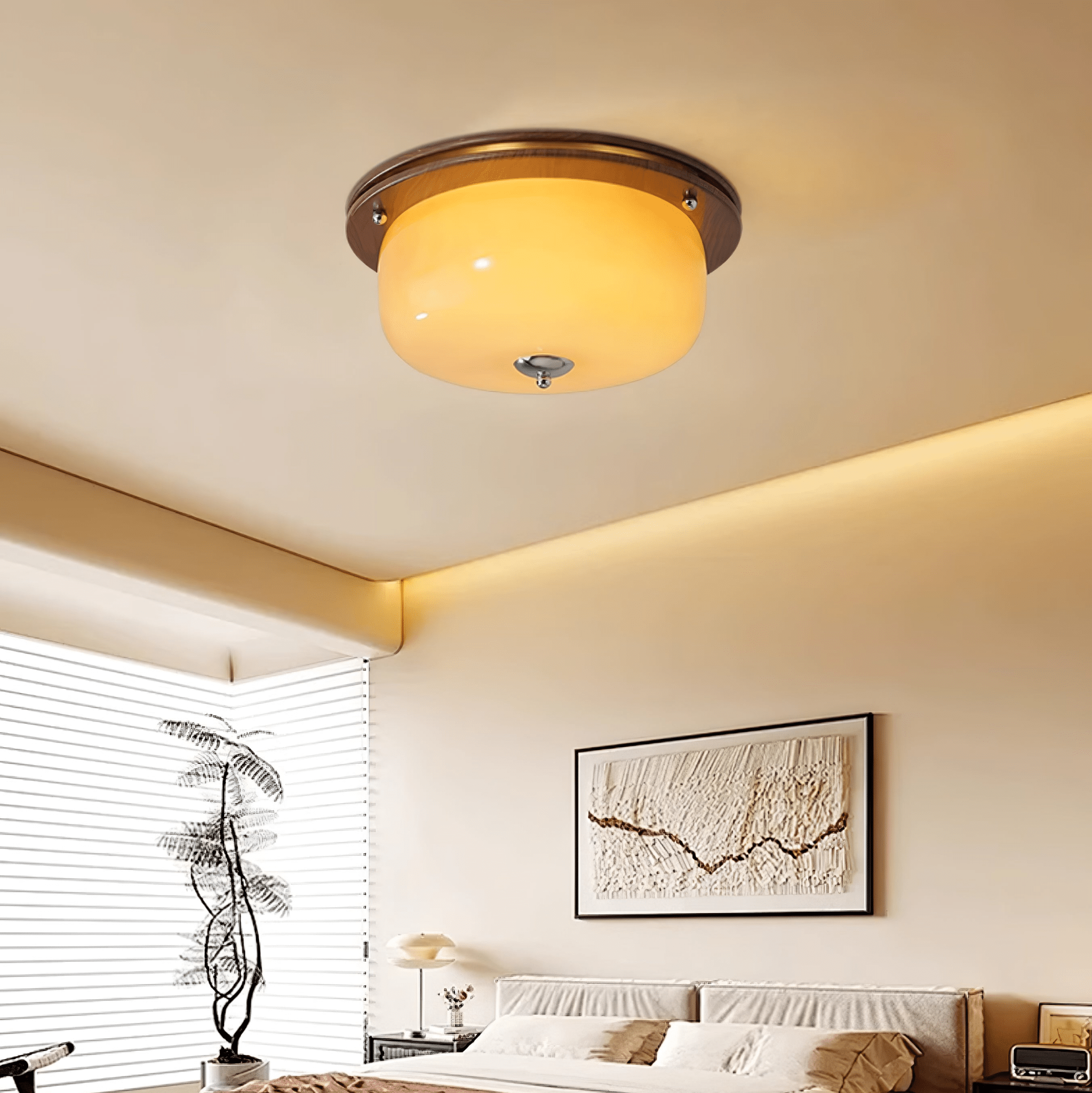 Modern Glass Dome Ceiling Light Fixture - Elegant LED Flush Mount Lighting for Living Room, Bedroom & Kitchen - Energy Efficient Home Decor
