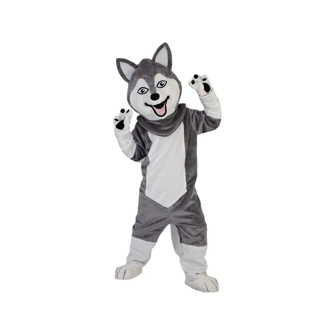 Grey Husky Wolf Cartoon Mascot Plush Toy for Adult Cosplay - Perfect for Halloween, Christmas & Holiday Gifts | Soft & Cuddly Stuffed Animal for Parties, Photo Props & Collectibles