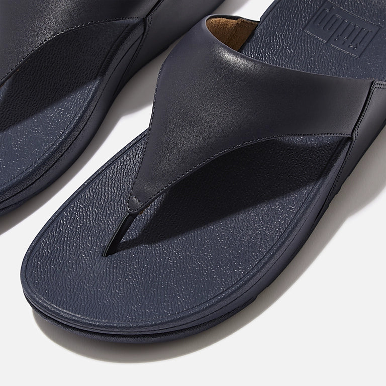 FitFlop Lulu Leather Toe Post Sandals for Women - Navy Blue Comfort Flip Flops with Arch Support - Perfect for Beach, Pool & Summer Walking