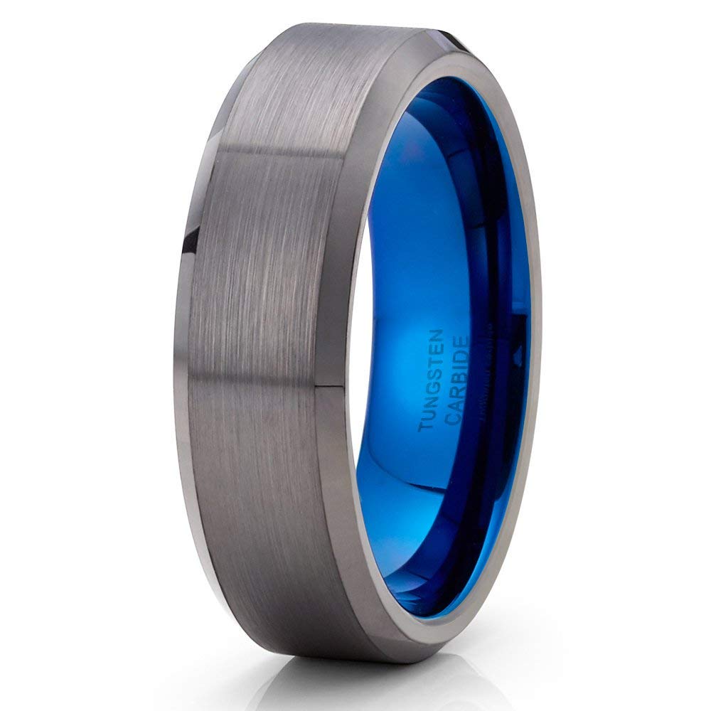 Gunmetal Blue Tungsten Carbide Wedding Band for Men & Women - 6mm Comfort Fit Anniversary & Engagement Ring - Perfect for Weddings, Proposals & Everyday Wear