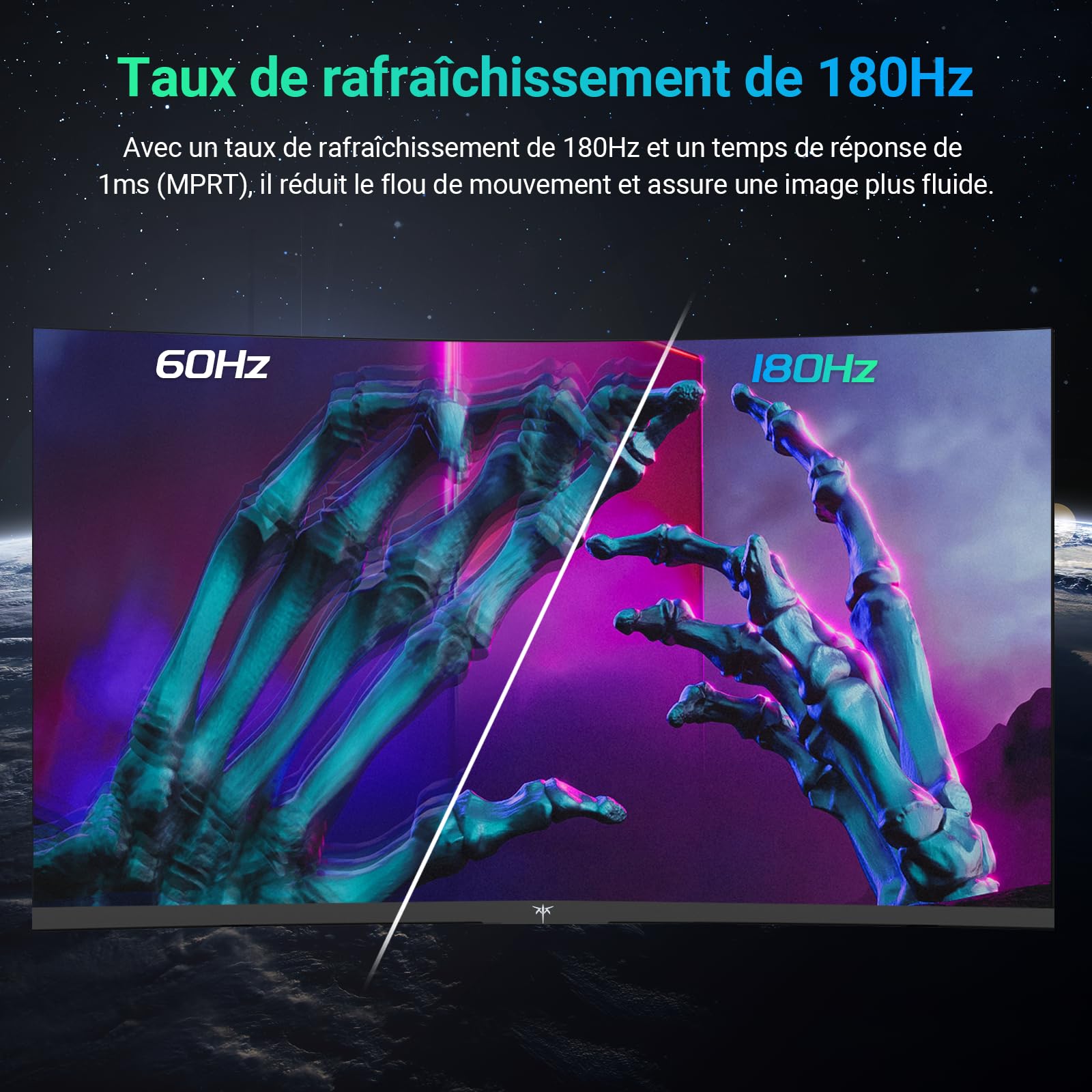 KTC Curvo 27-Inch Gaming Monitor - 180Hz, 2K QHD 2560x1440, 1ms VA 1500R Curved Screen, FreeSync & G-Sync Compatible, HDR, Eye Care, VESA Mount, DP 1.4, HDMI 2.0 - Perfect for Esports, FPS Gaming & Home Office Setup