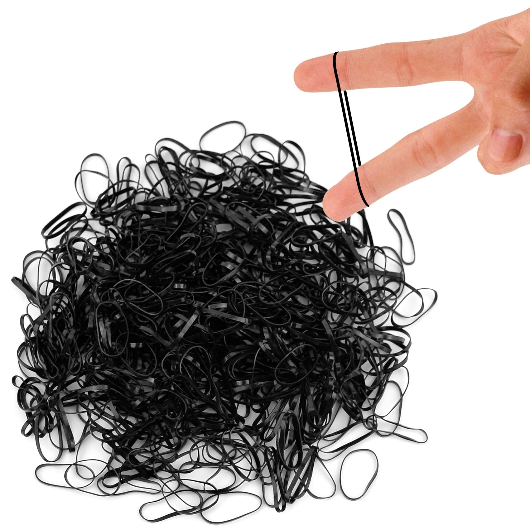 250 Pcs Black Elastic Hair Bands - Small Hair Ties for Women & Girls - Soft No Damage Hair Elastics - Perfect for Ponytails, Braids & Bun Hairstyles (Black)