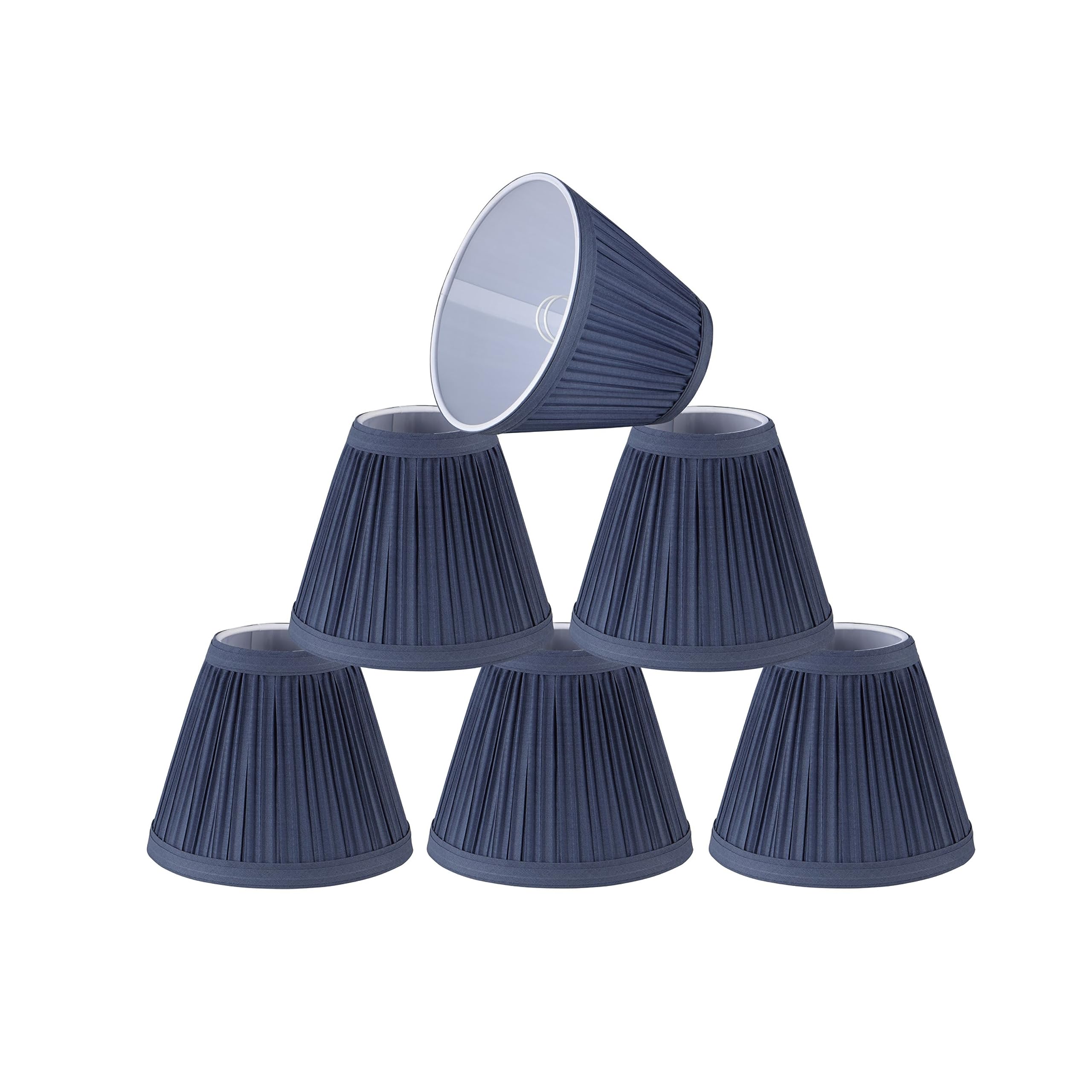 Aspen Creative 33125-2 Small Pleated Empire Chandelier Clip-On Lamp Shade - Navy Blue, 3