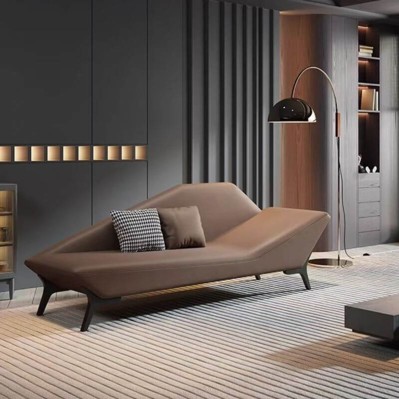 Premium Genuine Leather Chaise Lounge Chair - Gray/Chestnut/Beige - Right/Left Facing - Living Room Furniture for Relaxation & Home Decor