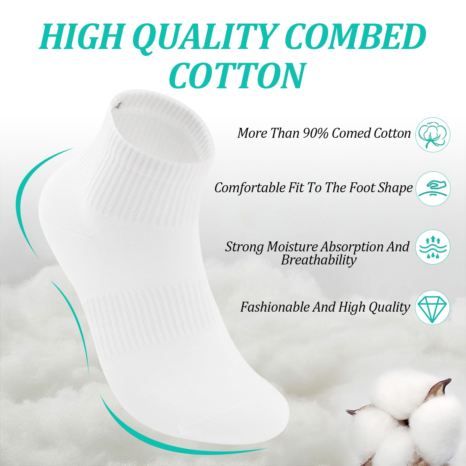 Breathable Cotton Ankle Quarter Crew Socks for Men & Women - Unisex Thin Casual Socks in Solid Colors (6-Pair Gift Box) - Perfect for Workouts, Running & Everyday Wear