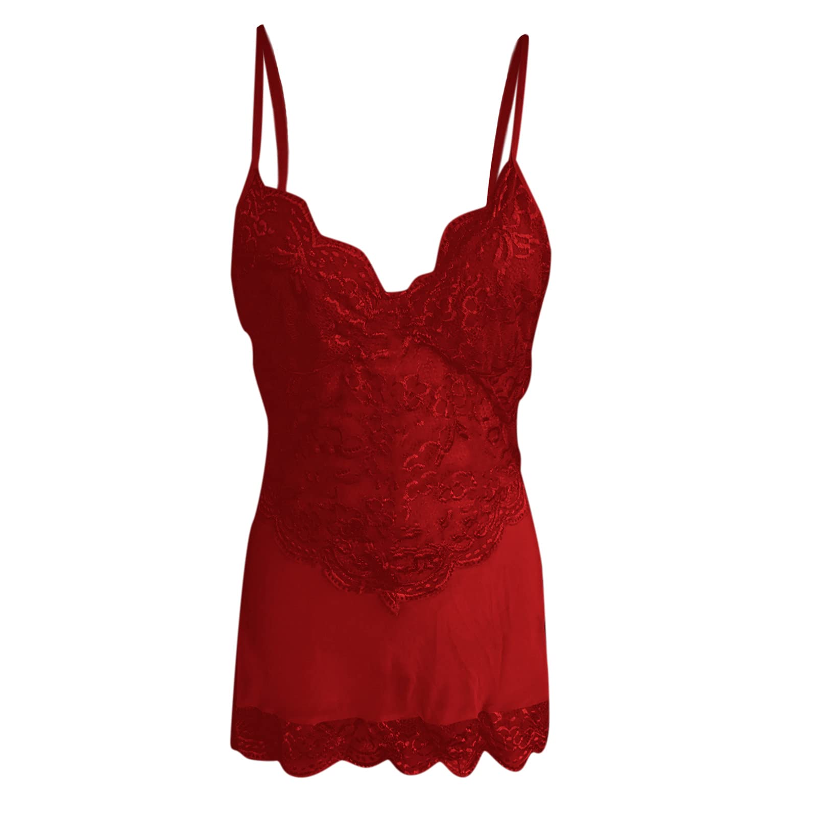 Sexy Lace Nightgown for Women - 2PC Plus Size Lingerie Set with Sling Vest & Mini Dress | Romantic Sleepwear, Boudoir Outfit for Valentine's Day & Honeymoon