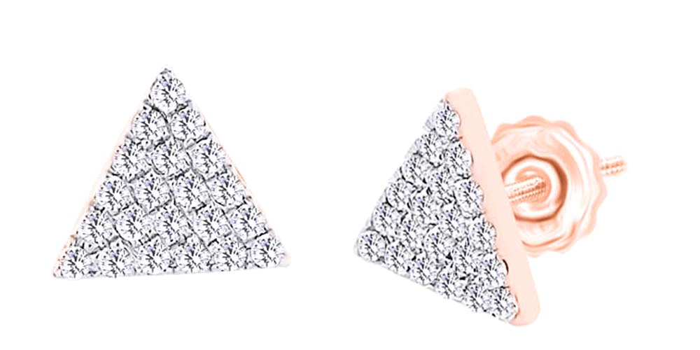 0.12 Cttw Round Cut White Diamond Triangle Stud Earrings in 10K Solid Gold - Elegant & Dainty Jewelry for Women, Perfect for Everyday Wear, Gift Giving & Special Occasions