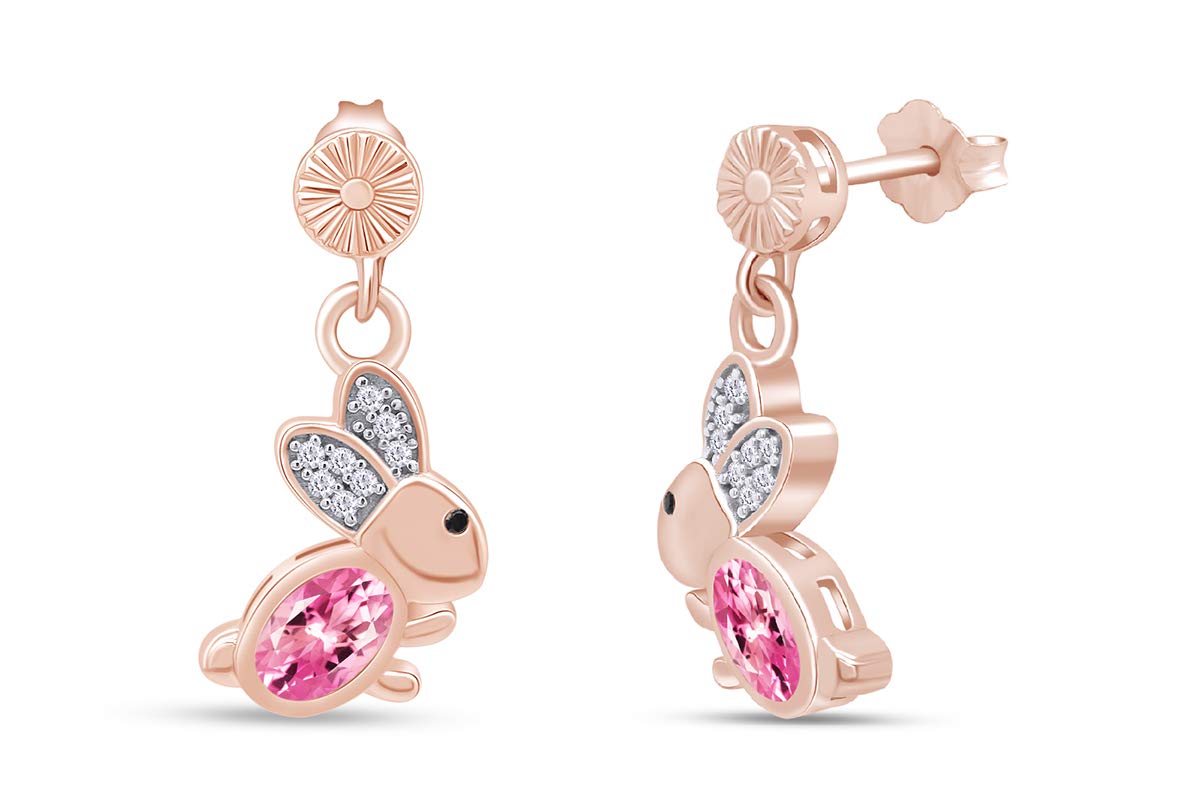 14K Gold Over Sterling Silver Rabbit Drop Earrings for Women - Easter Bunny Jewelry Gift for Her, Birthday, Party & Holiday Occasions