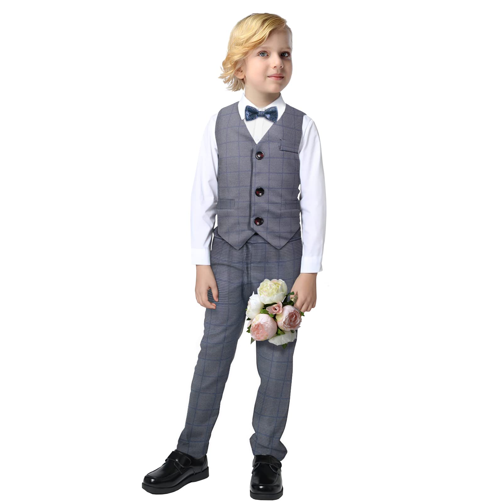 Yilaku Boys Slim Fit Suit Set - Toddler Tuxedo & Dress Clothes 4-Piece Formal Outfit for Weddings, Parties & Special Occasions