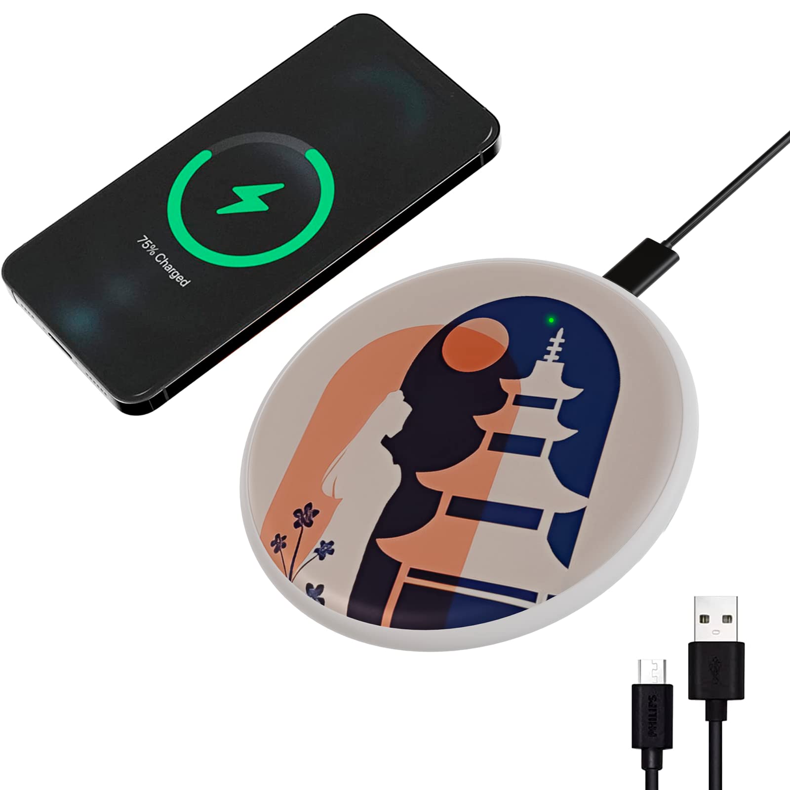 Disney Princess Mulan 10W Wireless Charging Pad - Fast Qi-Certified Charging Station for iPhone, Samsung & AirPods - Perfect Disney Room Decor & Gift for Women, Fans, Kids - Bedside, Office, Travel Use