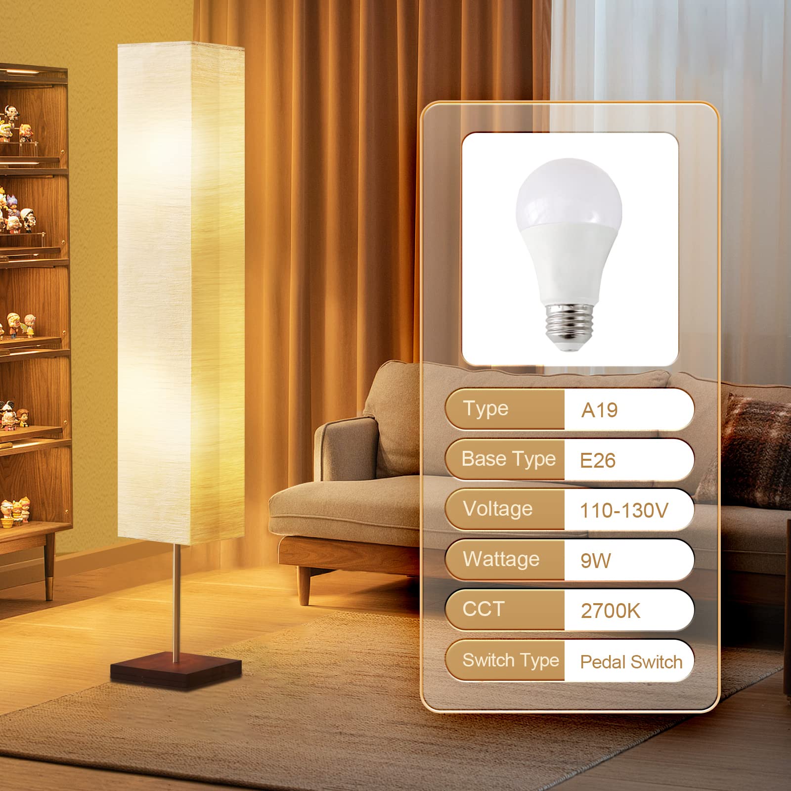 GyroVu Modern LED Floor Lamp for Living Room, Bedroom & Office - Adjustable Standing Lamp with Bulbs Included, Beige | Perfect for Reading, Relaxing & Ambient Lighting