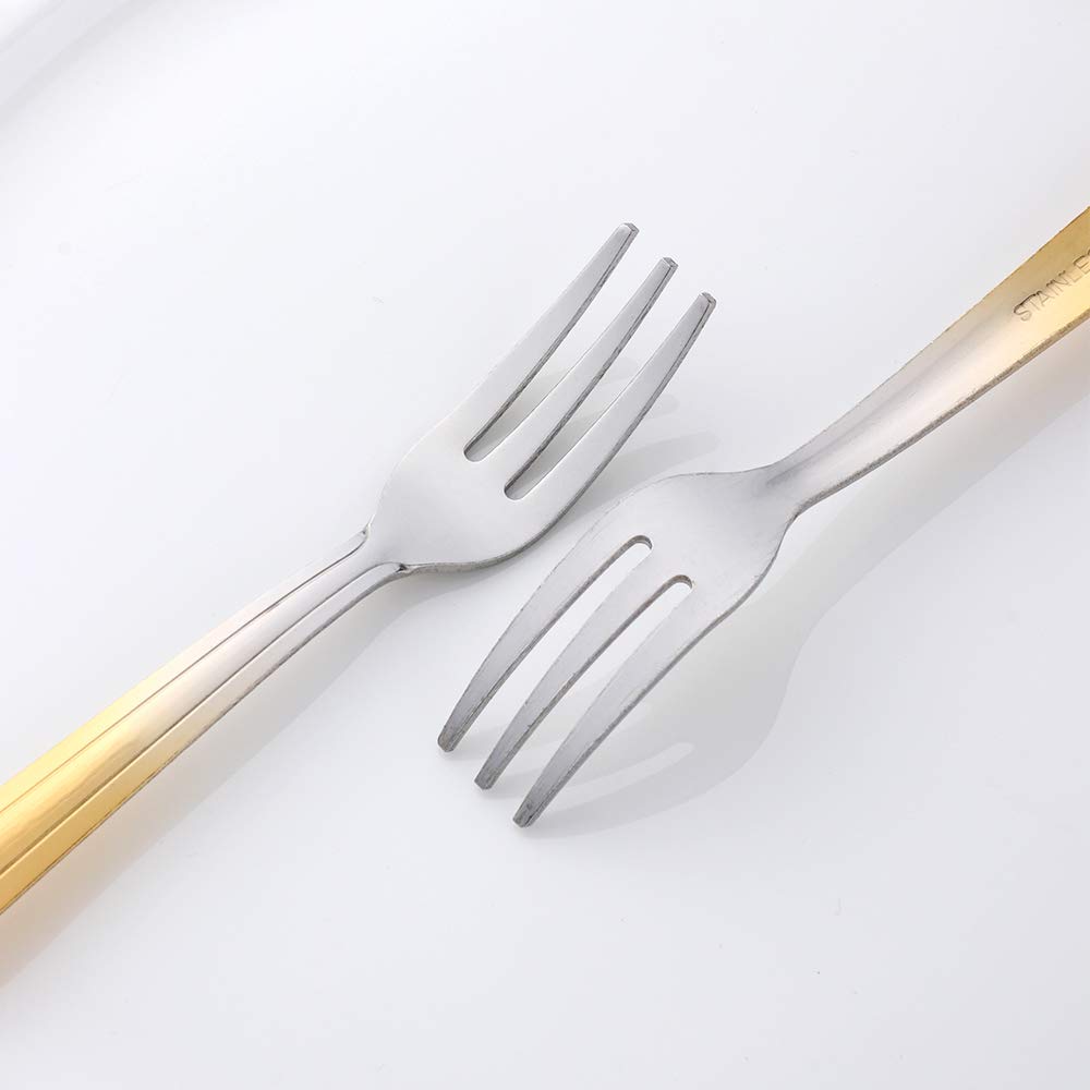 12-Piece Stainless Steel Cocktail Cake & Appetizer Fork Set - Elegant Gradient Gold Dessert Forks for Parties, Weddings & Fine Dining