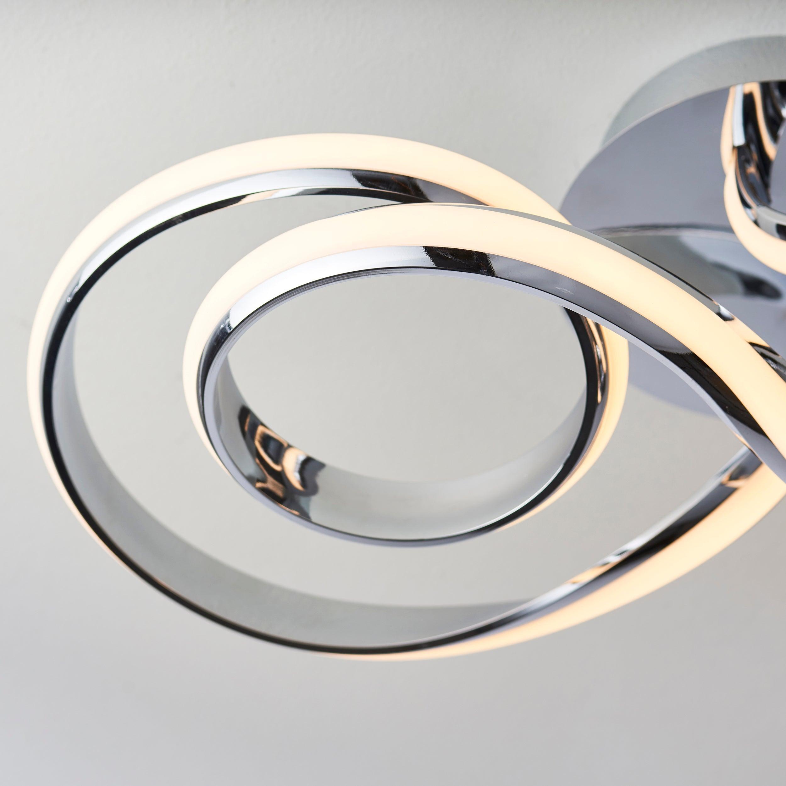 Modern Aria Chrome LED Semi Flush Ceiling Light Fixture - Energy Efficient Lighting for Bedroom, Living Room & Dining Room