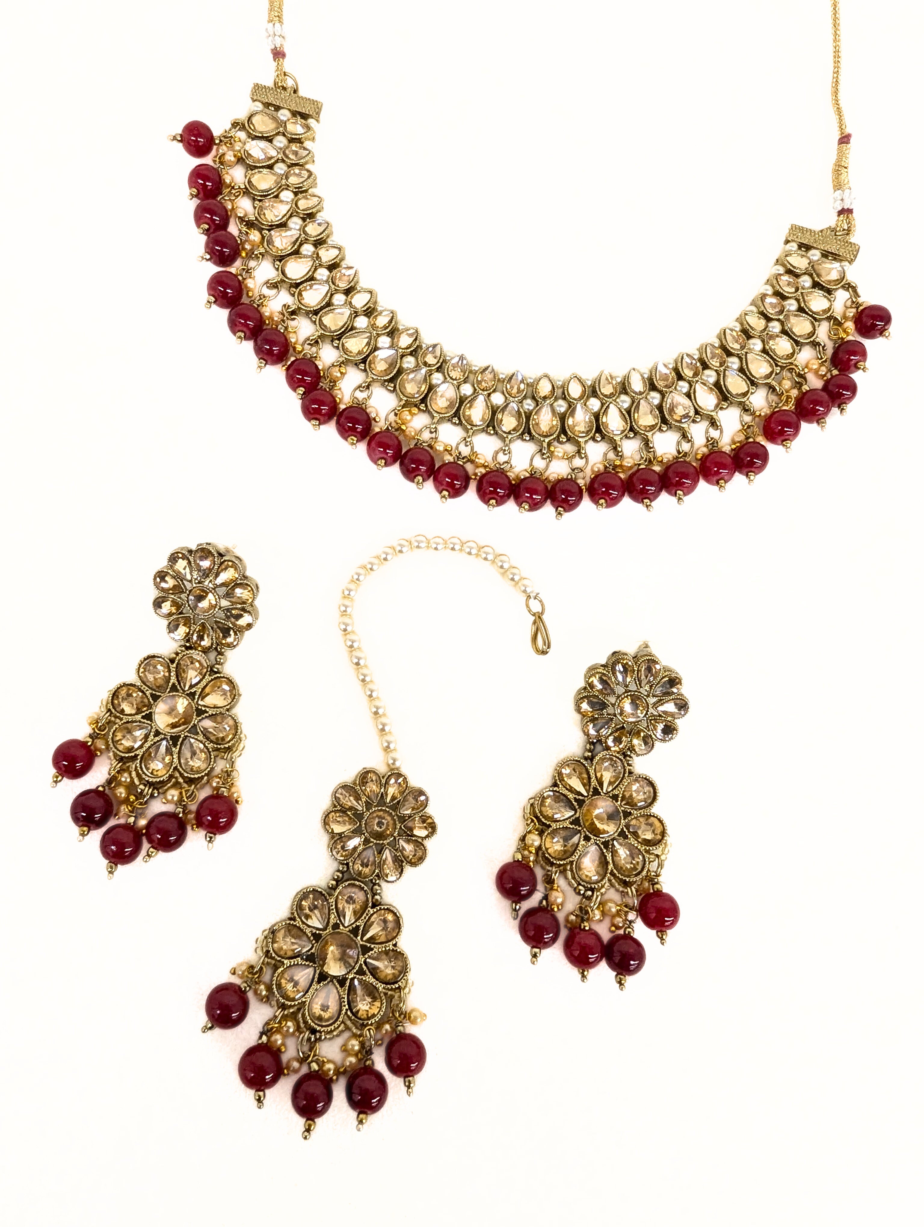 Roshni Stone Jewelry Set - Elegant Necklace, Earrings & Bracelet for Women | Perfect for Weddings, Parties & Special Occasions