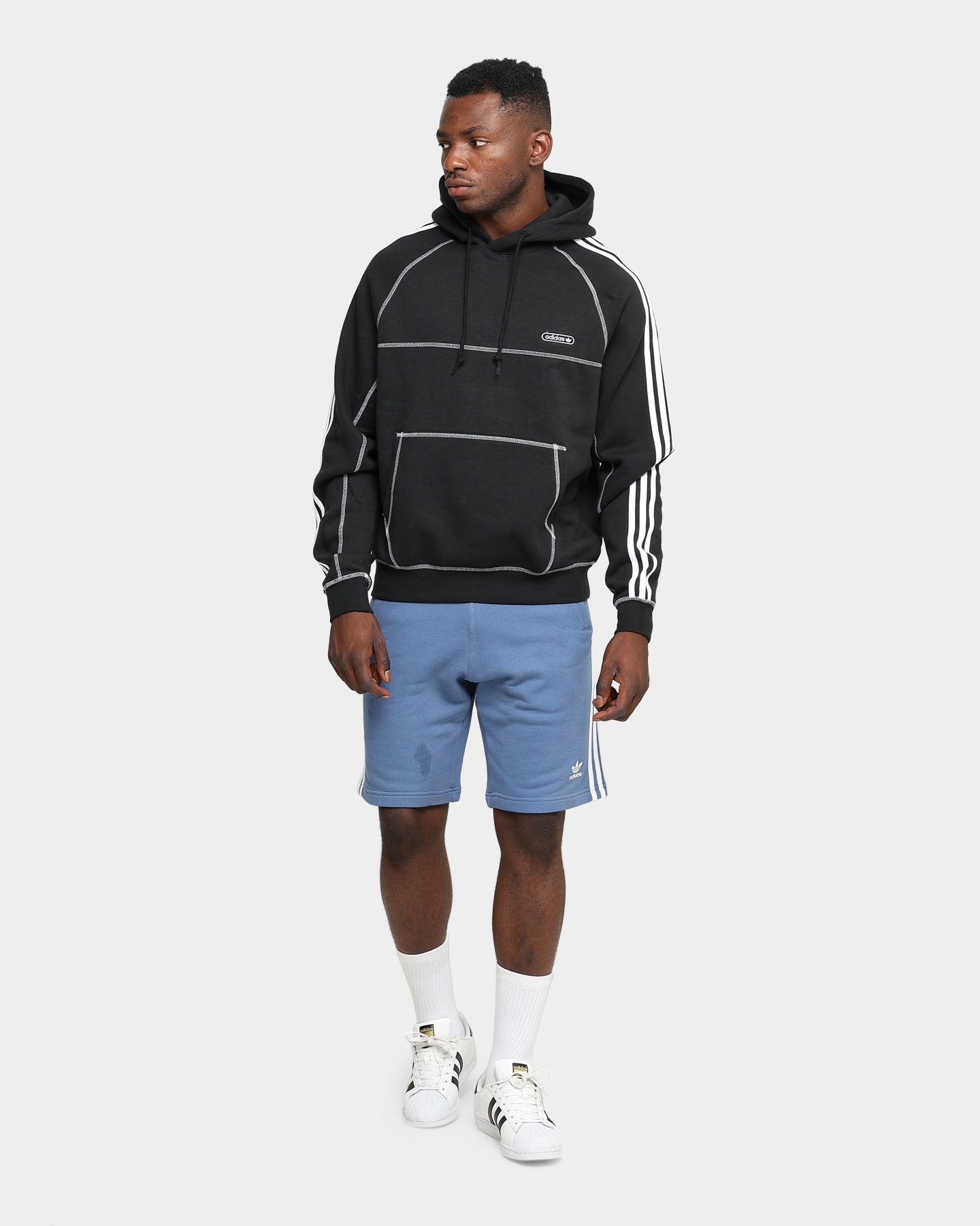 Adidas Contrast Stitch Hoodie Black | Men's Athletic Pullover Sweatshirt | Gym, Running & Casual Wear