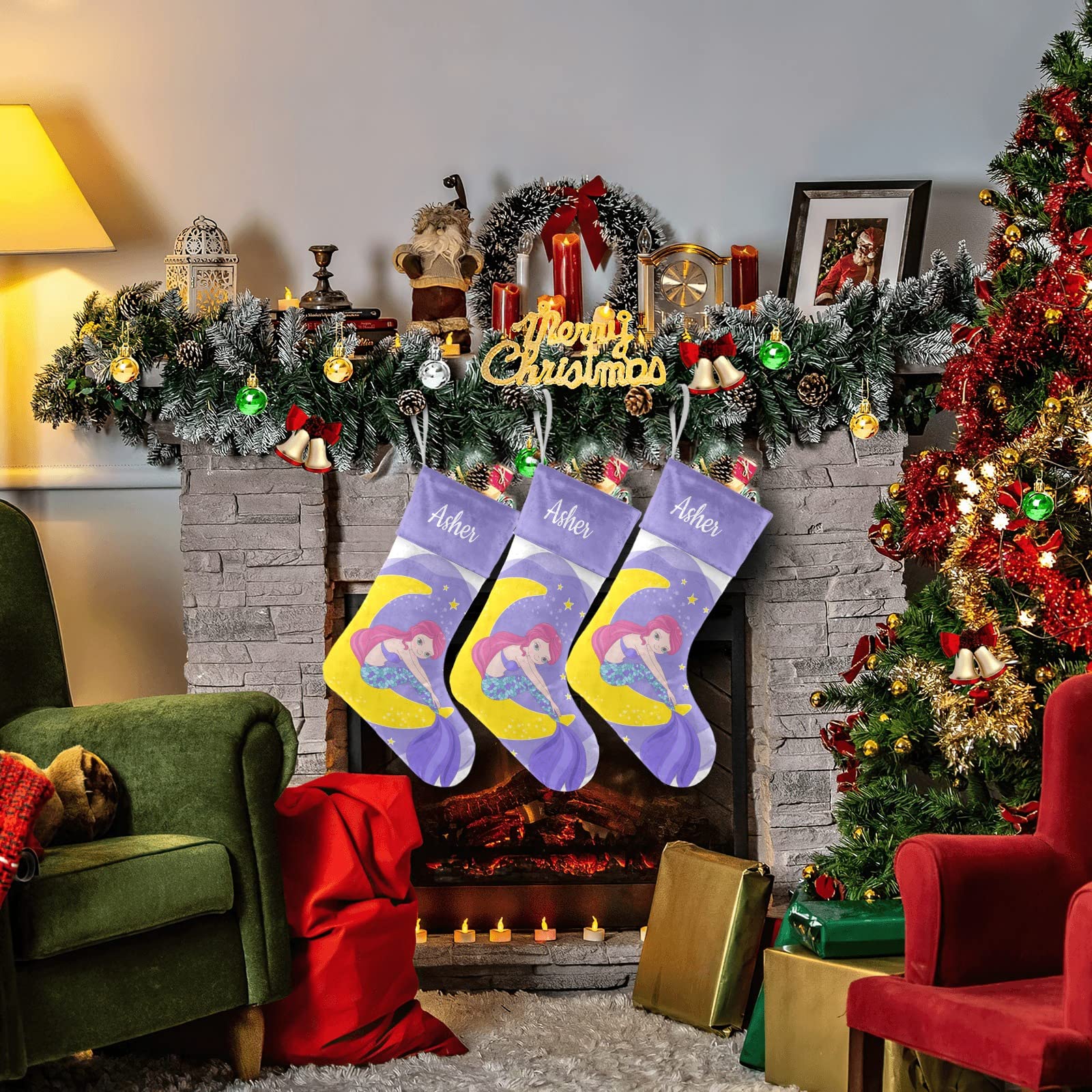 Personalized Christmas Stockings with Name - Custom Large Family Stockings for Adults, Kids, Babies & Pets - Holiday Decorations & Gifts for Boys & Girls - Perfect for Fireplace Mantel, Christmas Tree Decor, and Festive Home Decor
