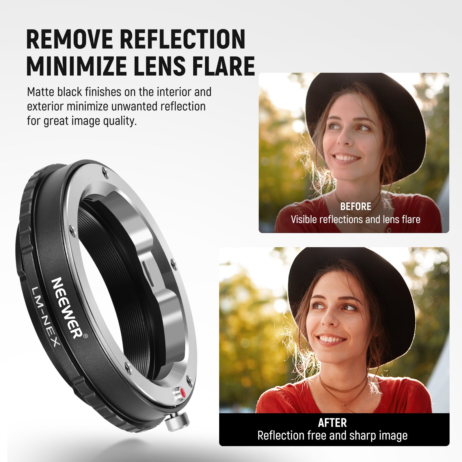 NEEWER LM NEX Lens Adapter - Leica M Mount to Sony E Mount Camera Converter - Compatible with Sony Alpha Mirrorless Cameras for Professional Photography & Videography