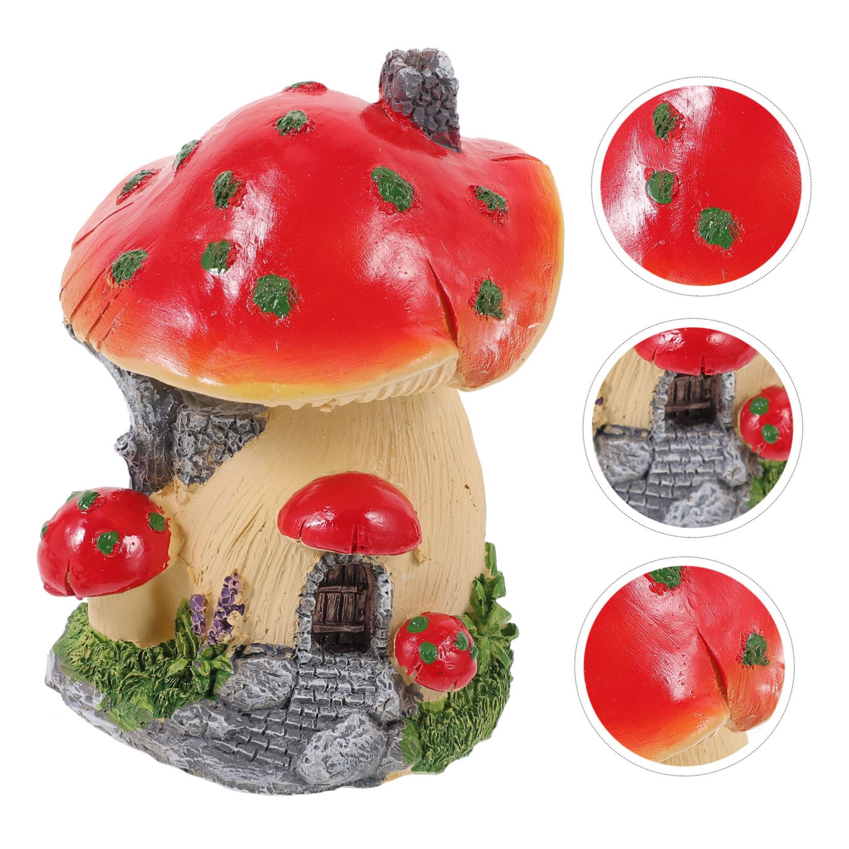 Yardwe 3-Piece Miniature Mushroom House Set - Fairy Garden Decor, Mini Village Houses for Indoor Plants, Dollhouse Accessories & Botanical Display - Perfect for Fairy Gardens, Terrariums, and Home Decor