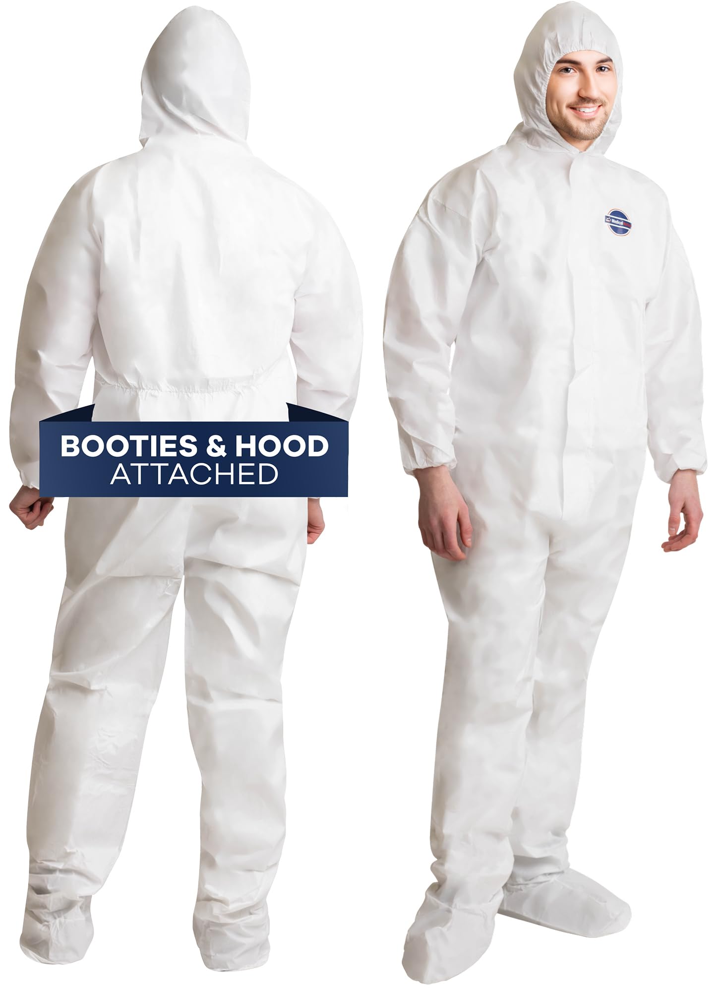 Disposable Hazmat Suits 25 Pack - Full Body Protective Coveralls with Attached Hood & Boots | Heavy Duty Water Resistant Painters Suit for Adults | Breathable Chemical Protection | Ideal for Painting, Construction, Chemical Handling & Emergency Response