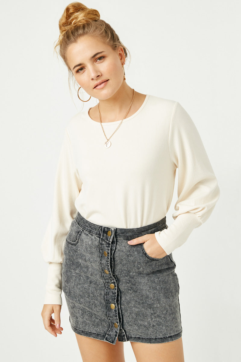Textured Rib Exaggerated Cuff Knit Top - Women's Stylish Long Sleeve Turtleneck Sweater for Fall & Winter | Perfect for Office, Date Night & Casual Outfits