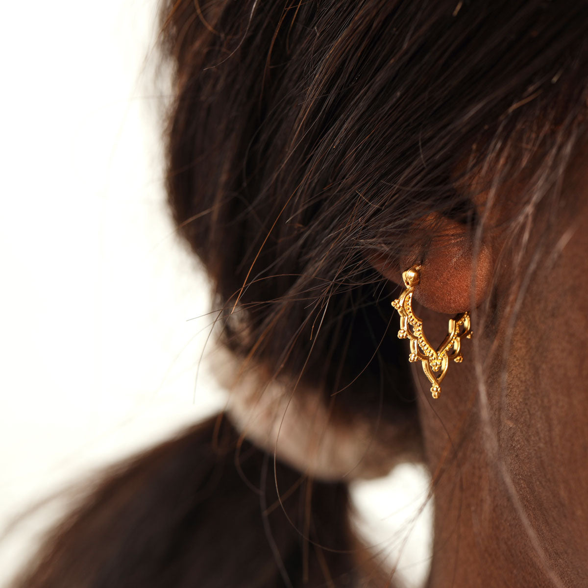 Golden Temple Sleepers Gold Earrings for Women - 24K Gold Plated Hoop Earrings for Everyday Wear, Gift Giving & Special Occasions