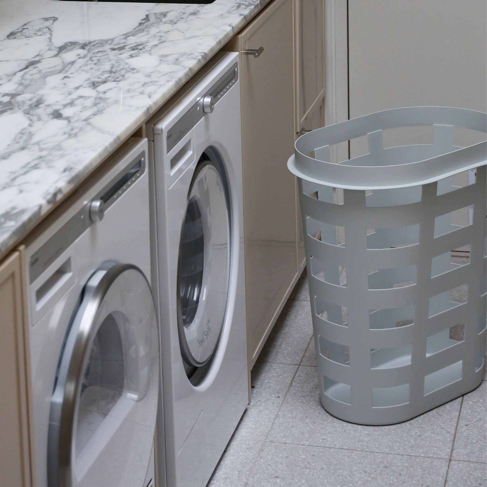 HAY Storage and Laundry Basket - Light Grey Woven Organizer for Bedroom, Bathroom & Closet Organization