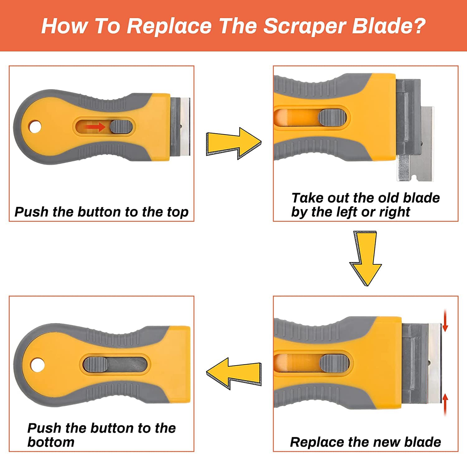 20-Pack Razor Blade Scraper with Extra Blades - Retractable Paint Stripping Tool for Hob, Oven & Glass Cooker Cleaning | Non-Scratch Anti-Slip Window, Wallpaper & Surface Scraper | Perfect for Kitchen, Bathroom & DIY Home Renovation Projects