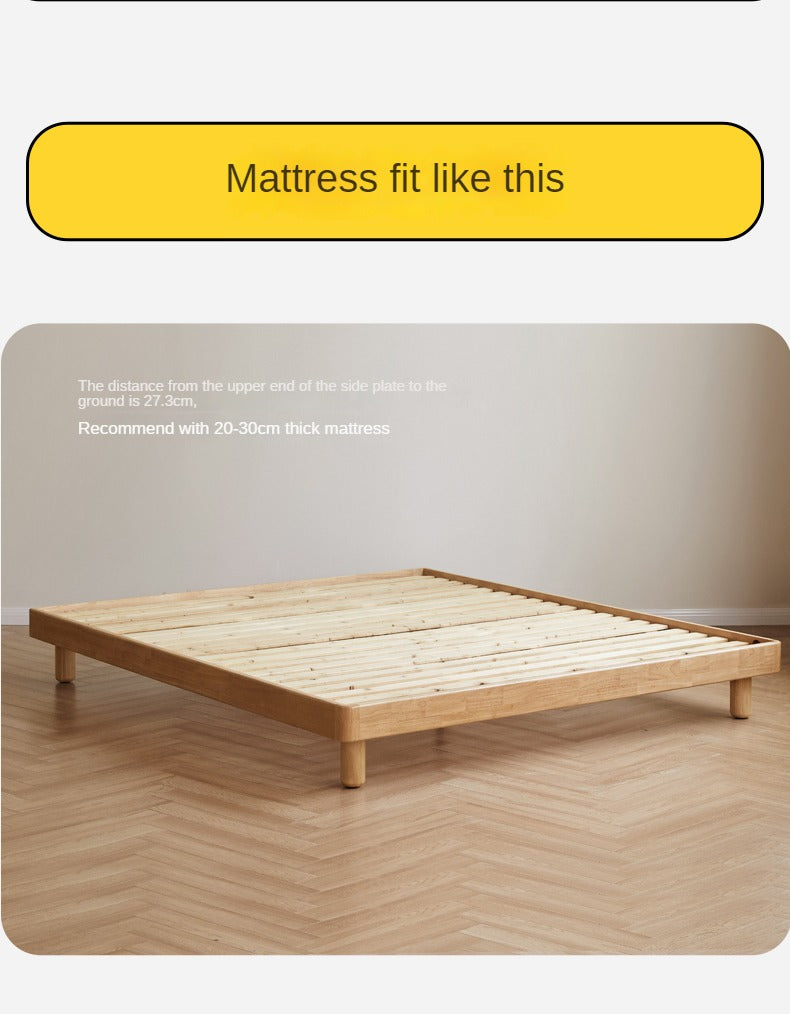 Pine Solid Wood Minimalist Platform Bed - No Headboard - Modern Scandinavian Style Bed Frame for Small Spaces - Perfect for Apartments, Dorms & Tiny Homes