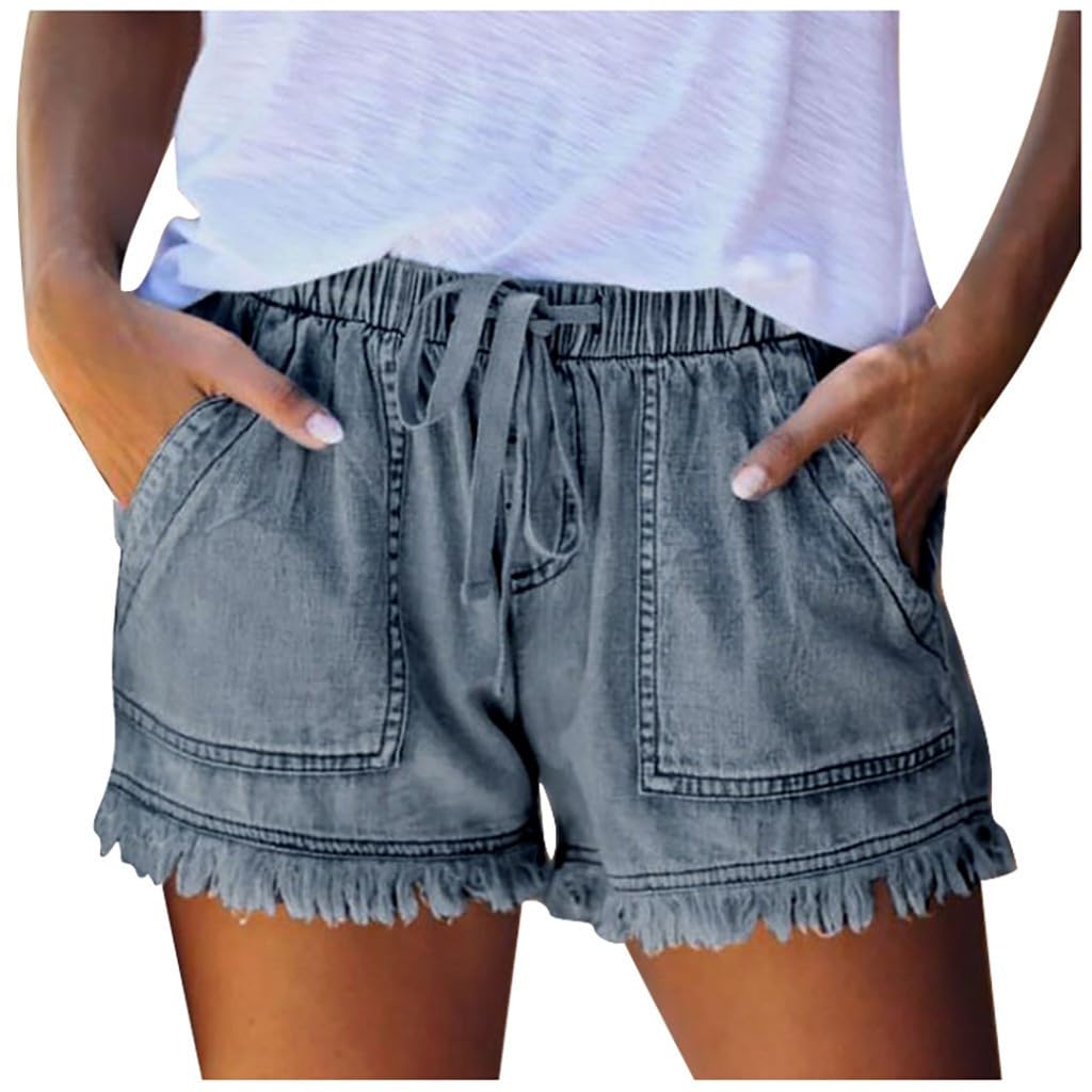 Trendy Women's Lightweight Denim Shorts with Pockets - Casual & Comfortable for Summer Outings